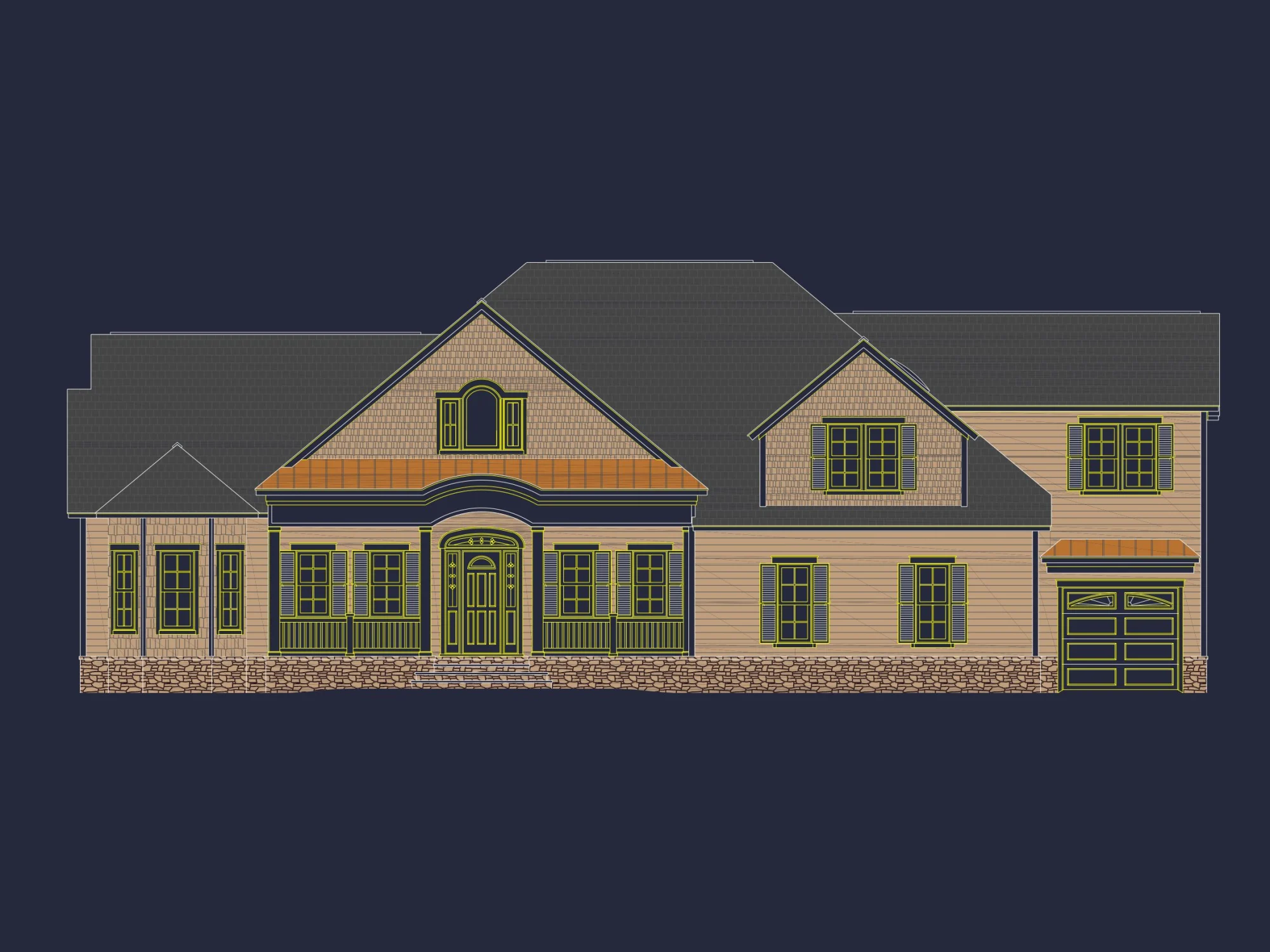 Spacious 1.5 Story house Plan with Blueprint and CAD Designs