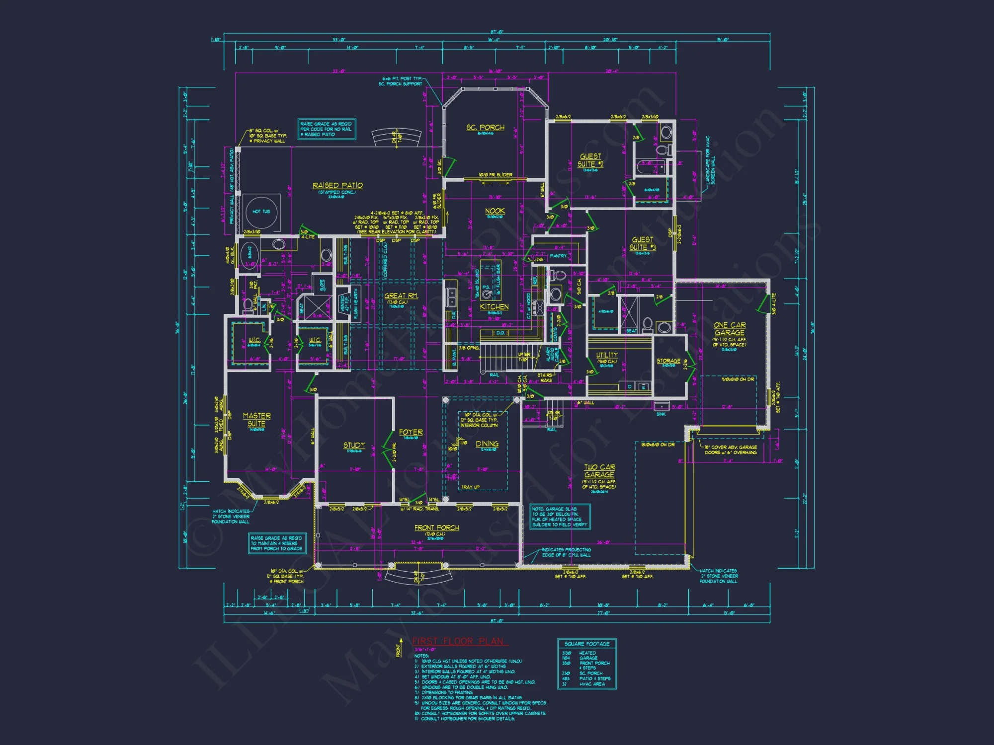 Spacious 1.5 Story house Plan with Blueprint and CAD Designs