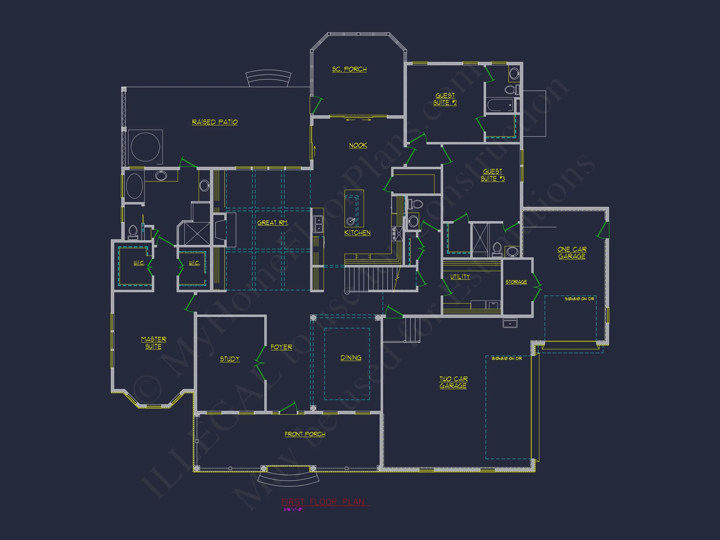 Spacious 1.5 Story house Plan with Blueprint and CAD Designs