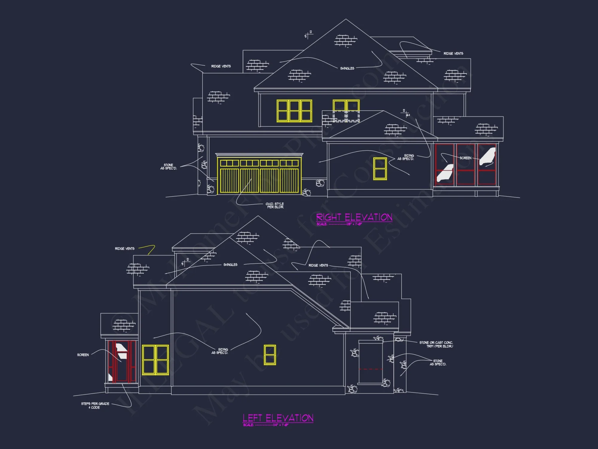 Elegant house Plan with Detailed Blueprint Designs and CAD Architecture