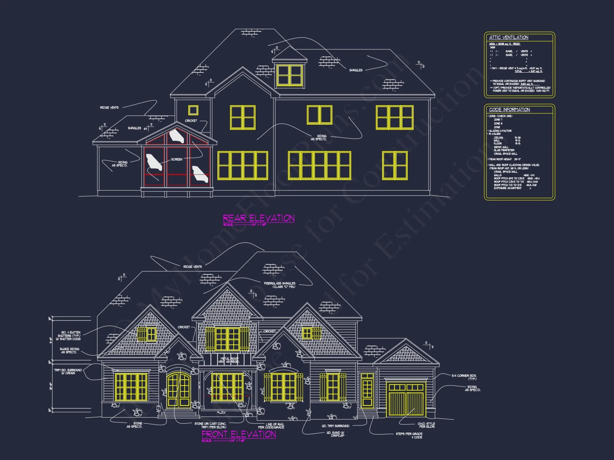 Elegant house Plan with Detailed Blueprint Designs and CAD Architecture