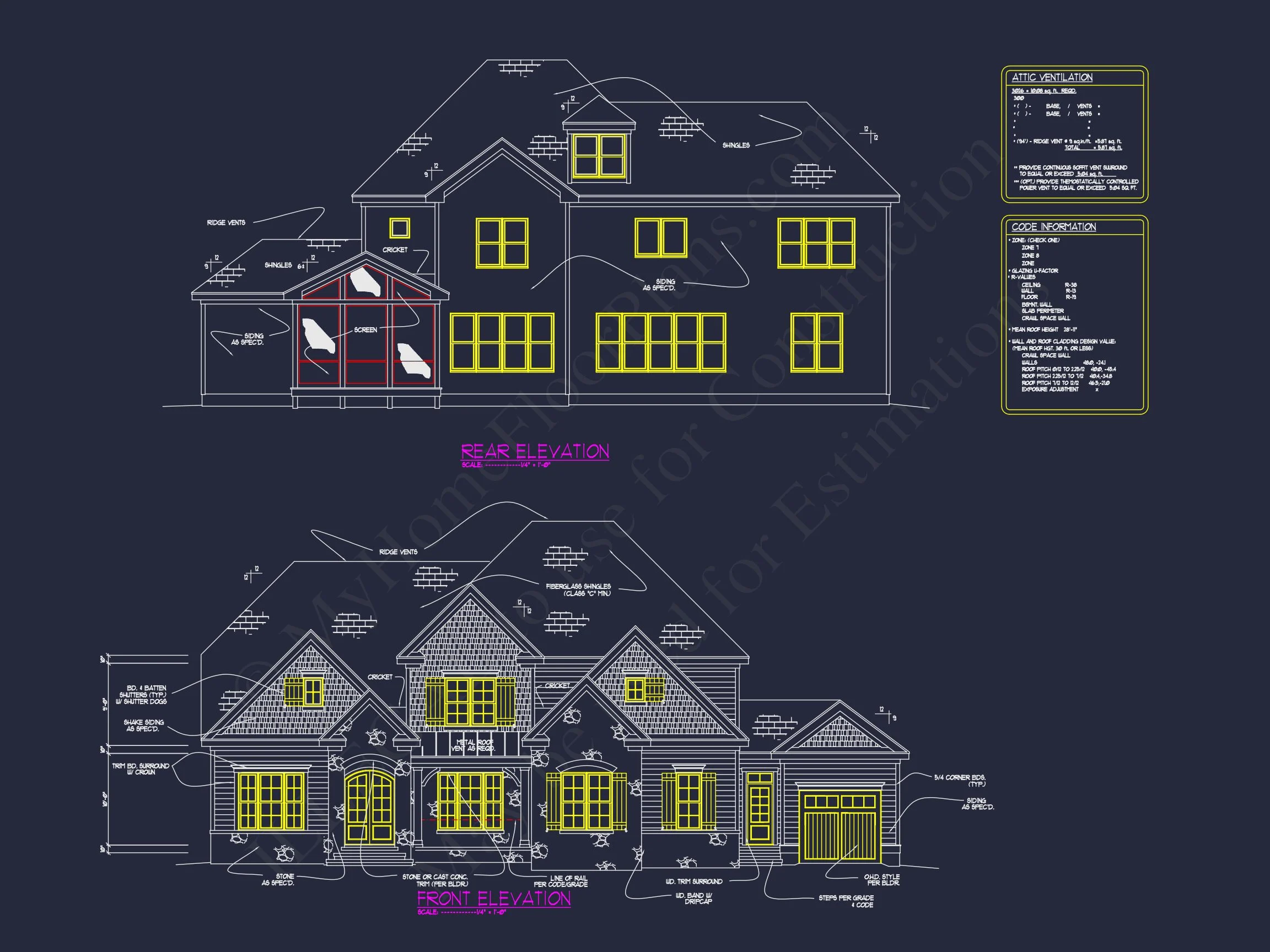 Elegant house Plan with Detailed Blueprint Designs and CAD Architecture