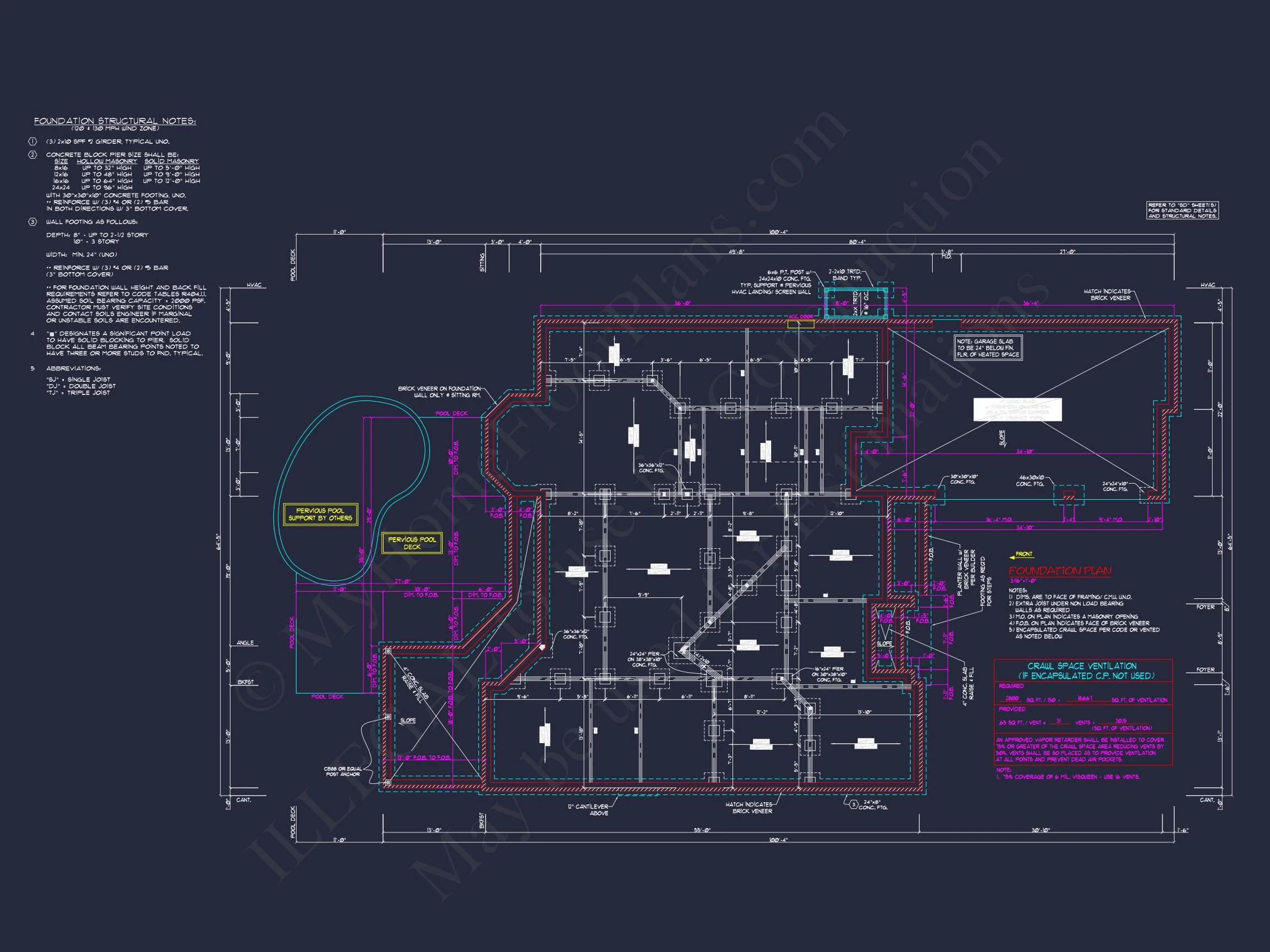 Modern Suburban house Plan with 4 Beds, CAD Floor Designs