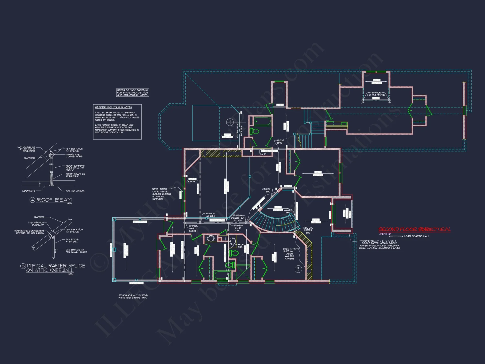 Modern Suburban house Plan with 4 Beds, CAD Floor Designs