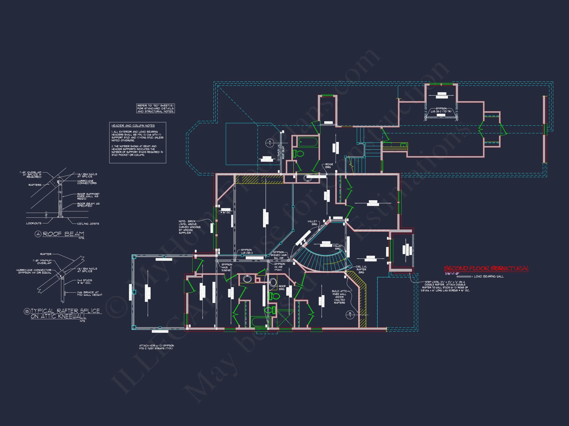 Modern Suburban house Plan with 4 Beds, CAD Floor Designs
