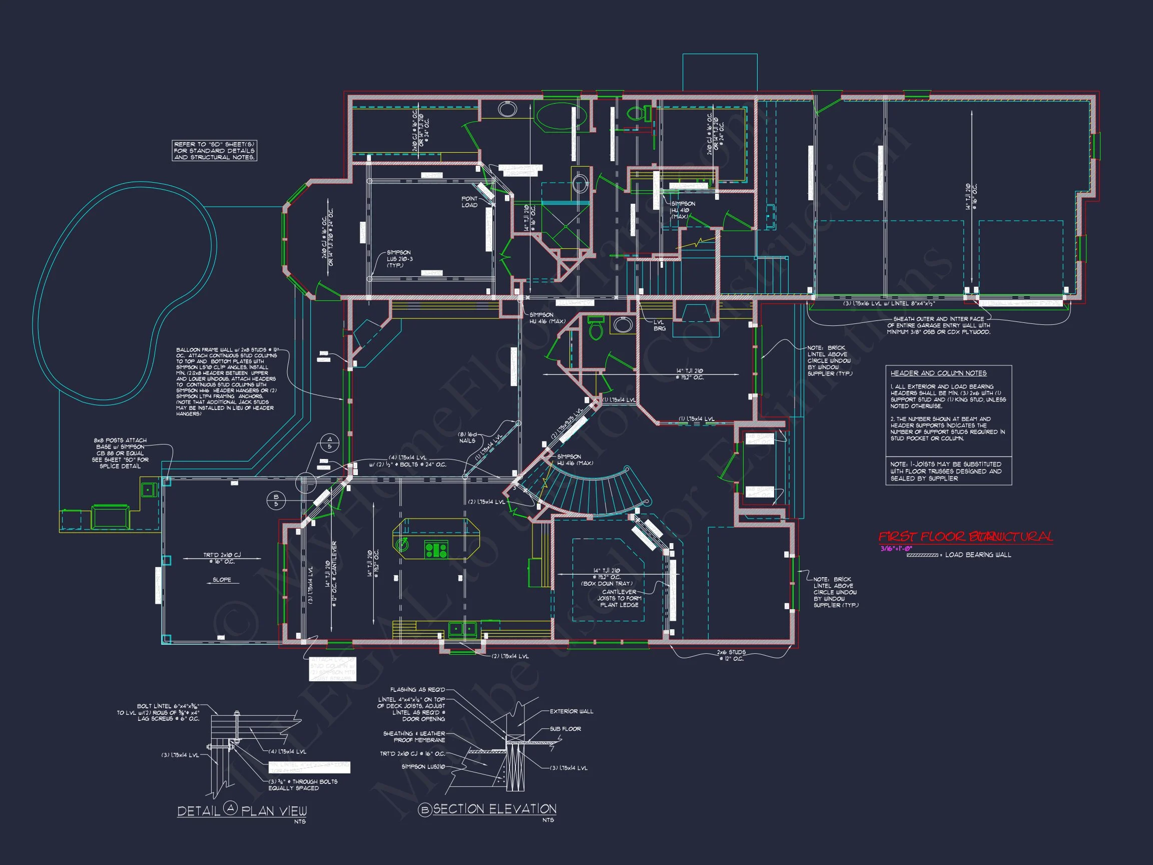 Modern Suburban house Plan with 4 Beds, CAD Floor Designs