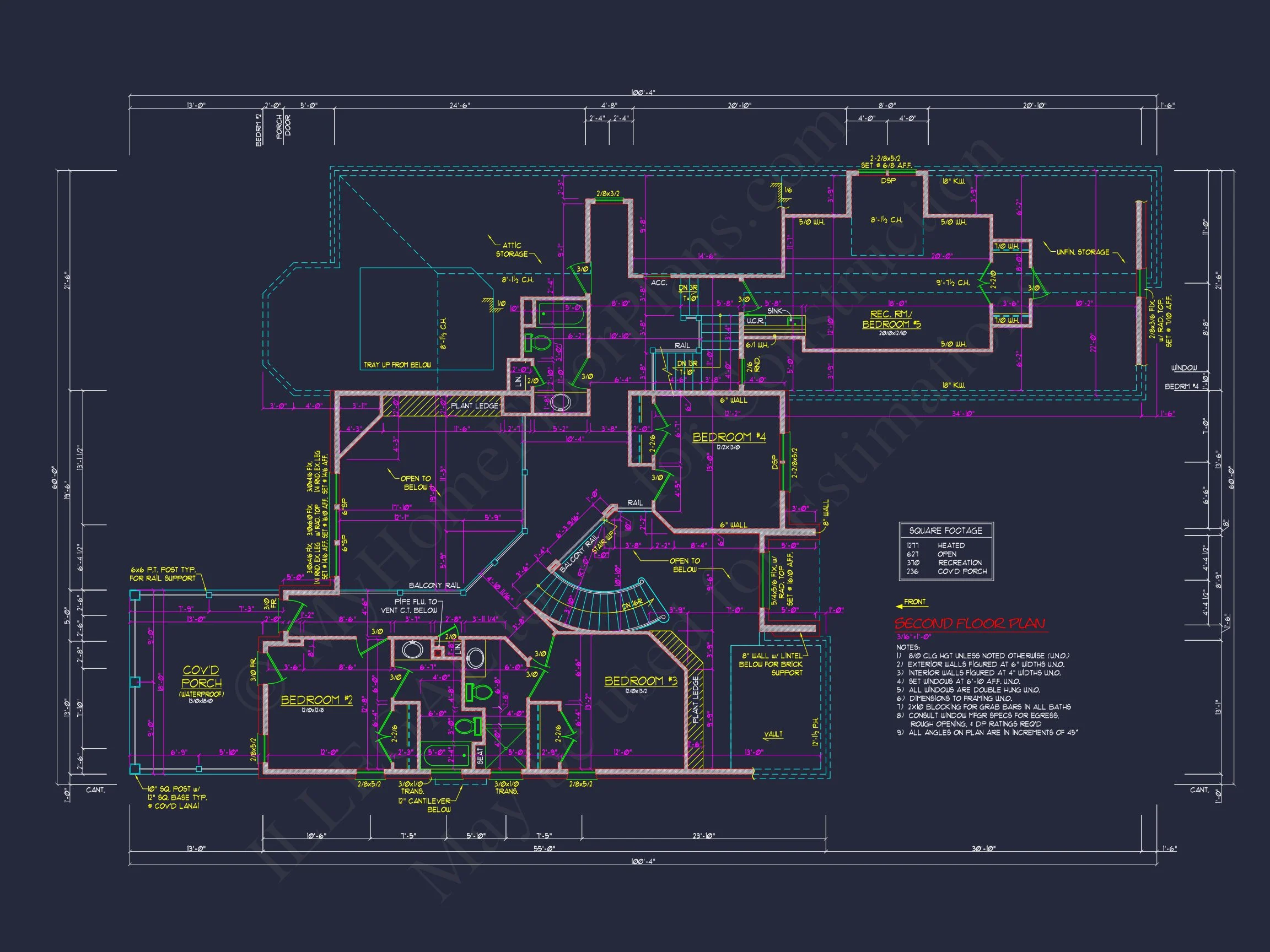 Modern Suburban house Plan with 4 Beds, CAD Floor Designs