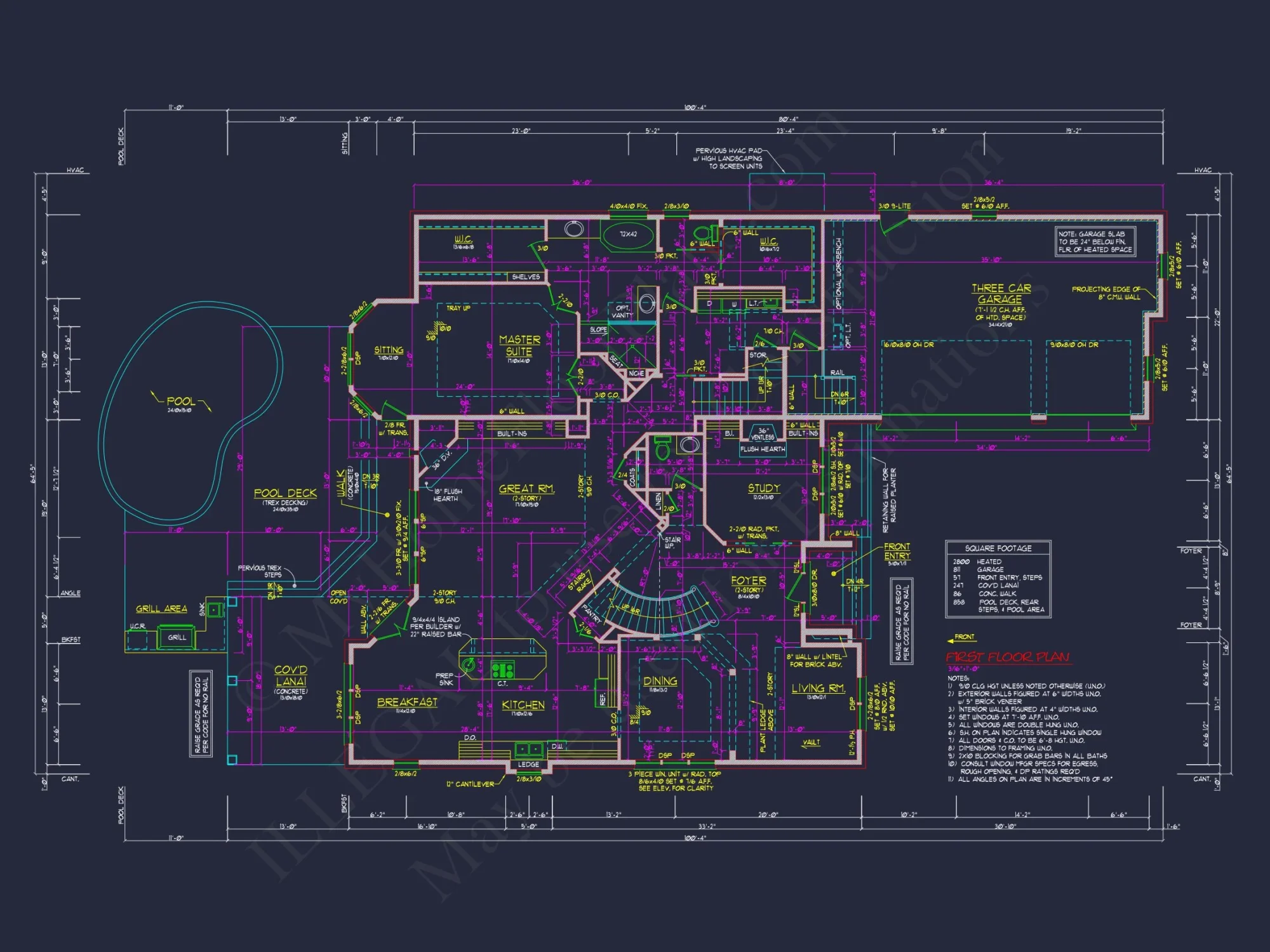 Modern Suburban house Plan with 4 Beds, CAD Floor Designs