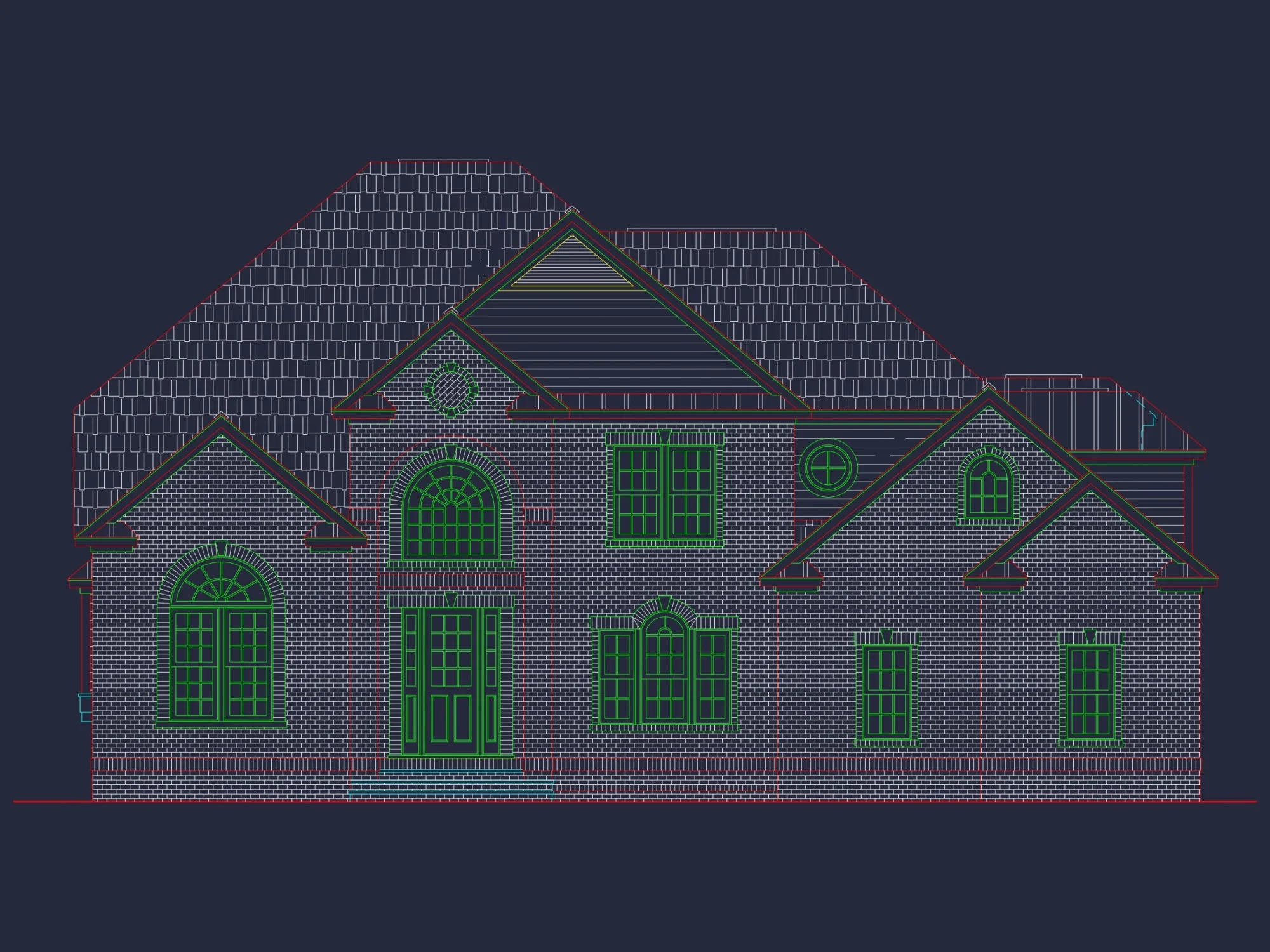 Modern Suburban house Plan with 4 Beds, CAD Floor Designs