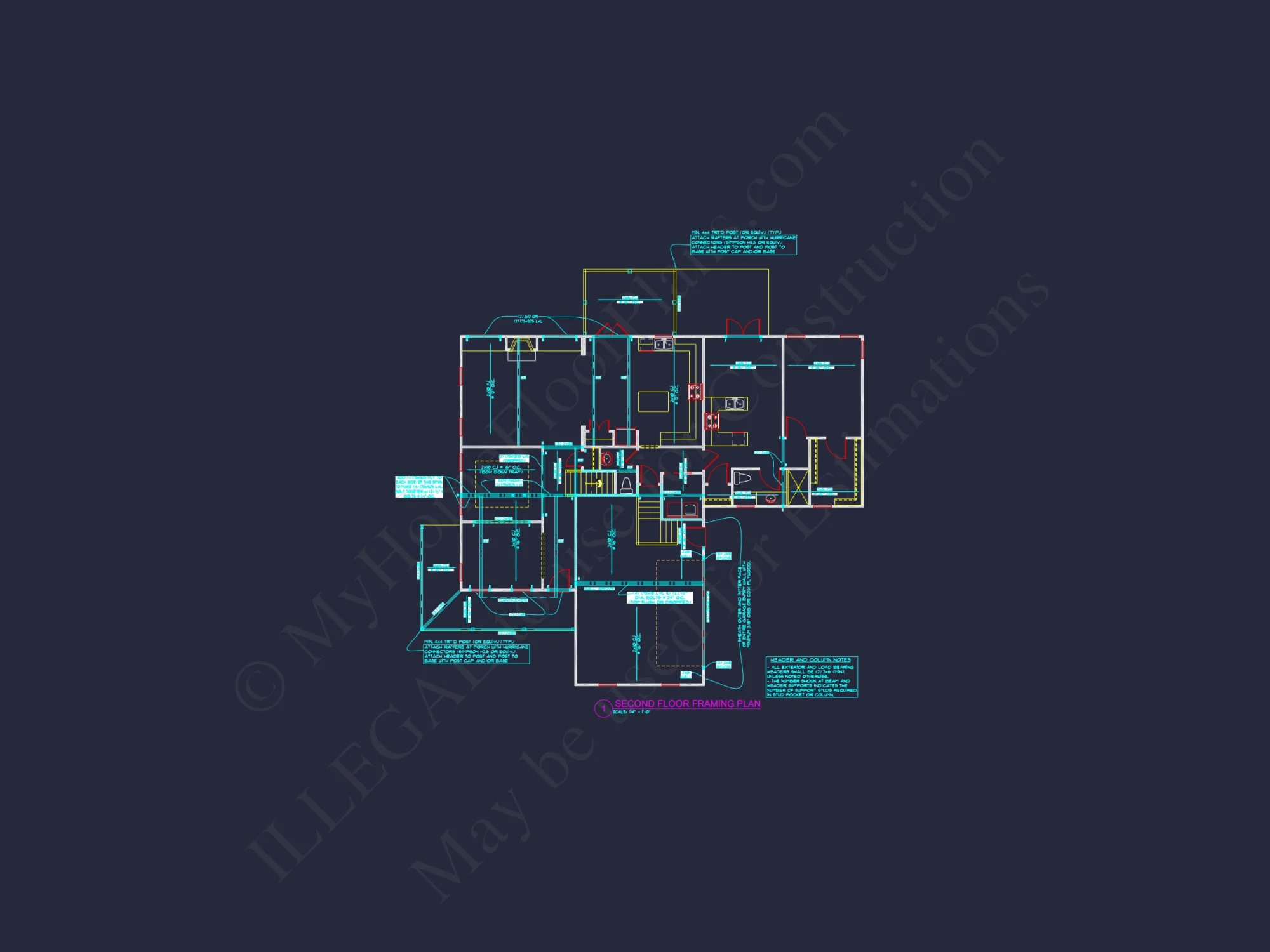 Modern Craftsman house Floor Plan: Detailed CAD & Blueprint Designs
