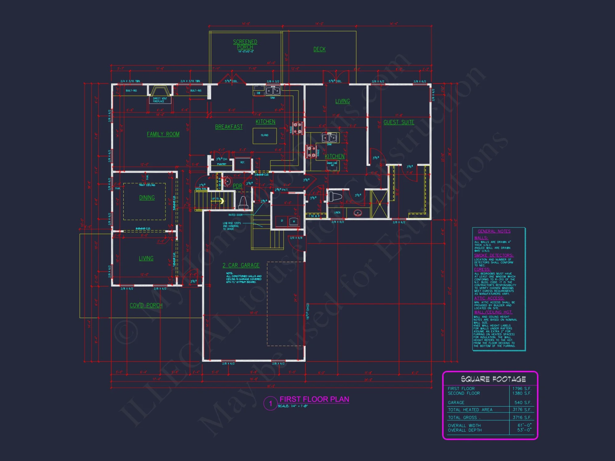 Modern Craftsman house Floor Plan: Detailed CAD & Blueprint Designs