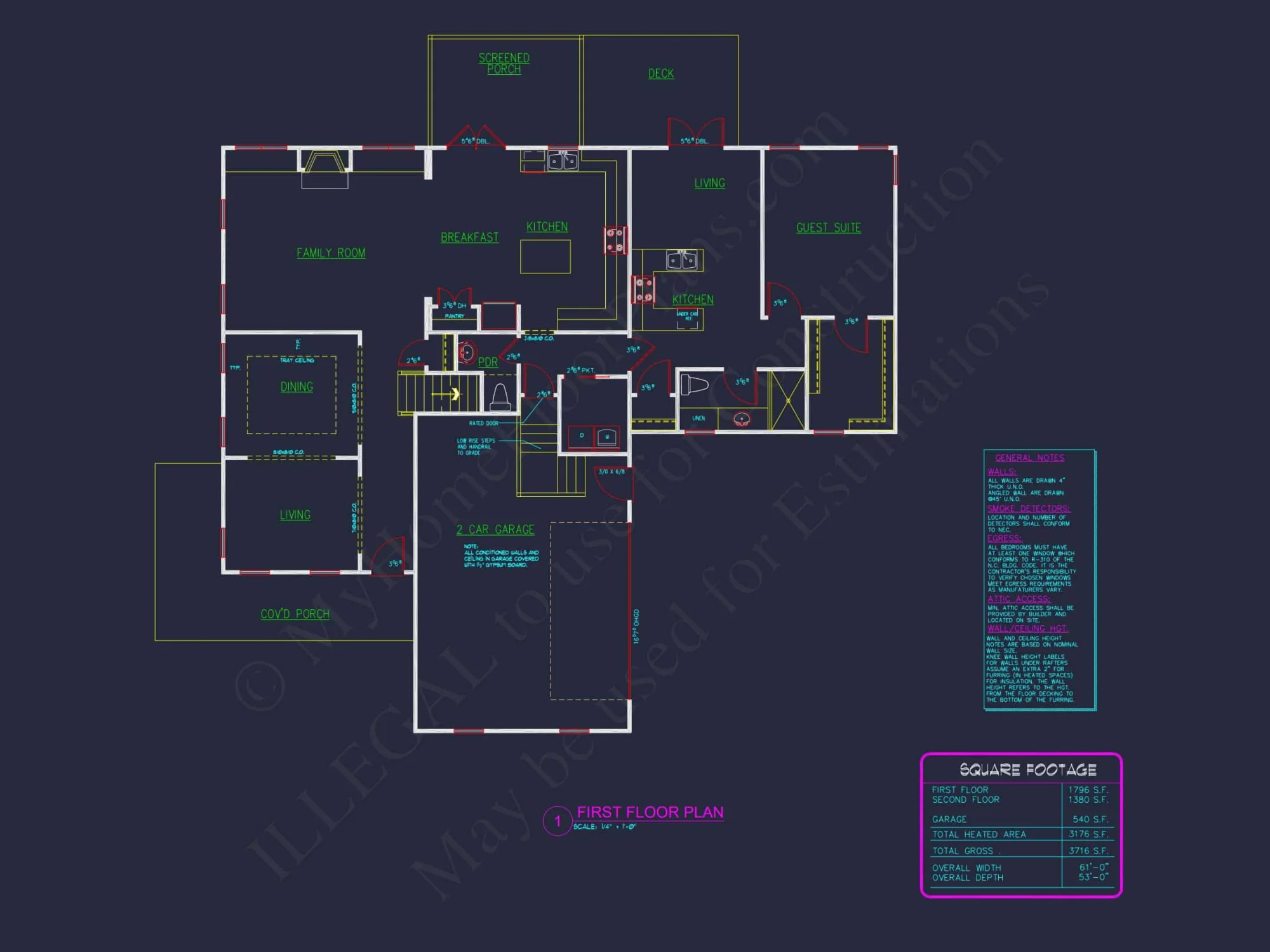 Modern Craftsman house Floor Plan: Detailed CAD & Blueprint Designs