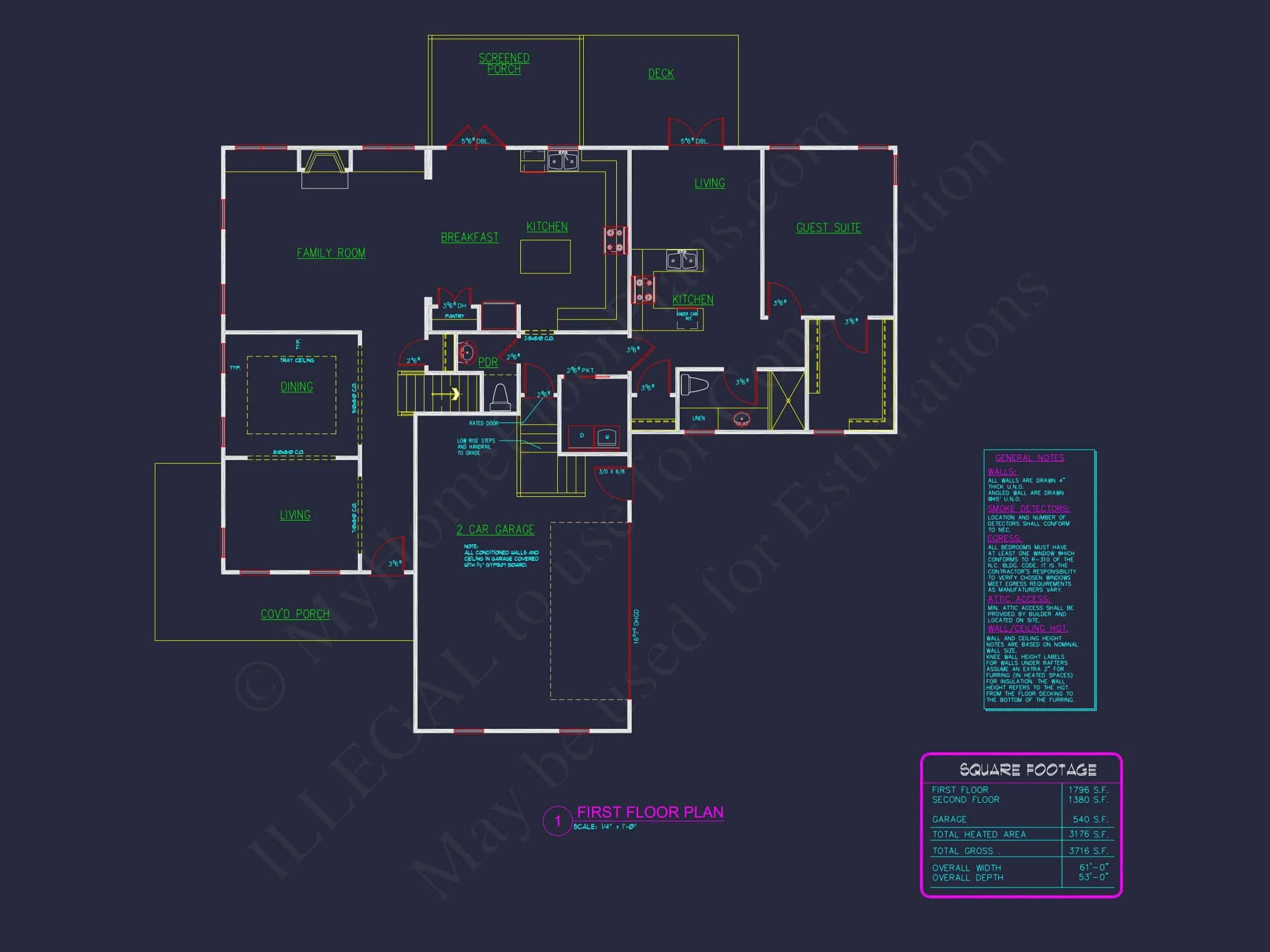Modern Craftsman house Floor Plan: Detailed CAD & Blueprint Designs