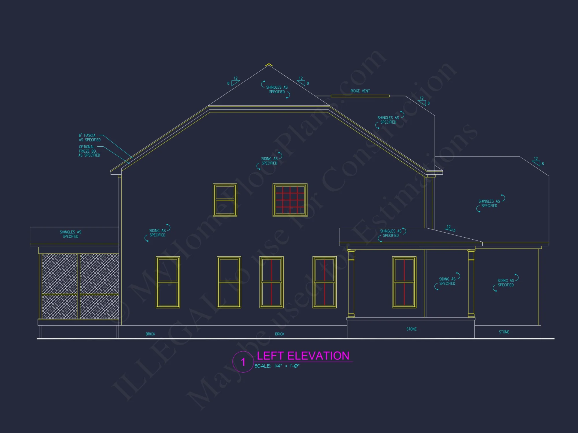 Modern Craftsman house Floor Plan: Detailed CAD & Blueprint Designs