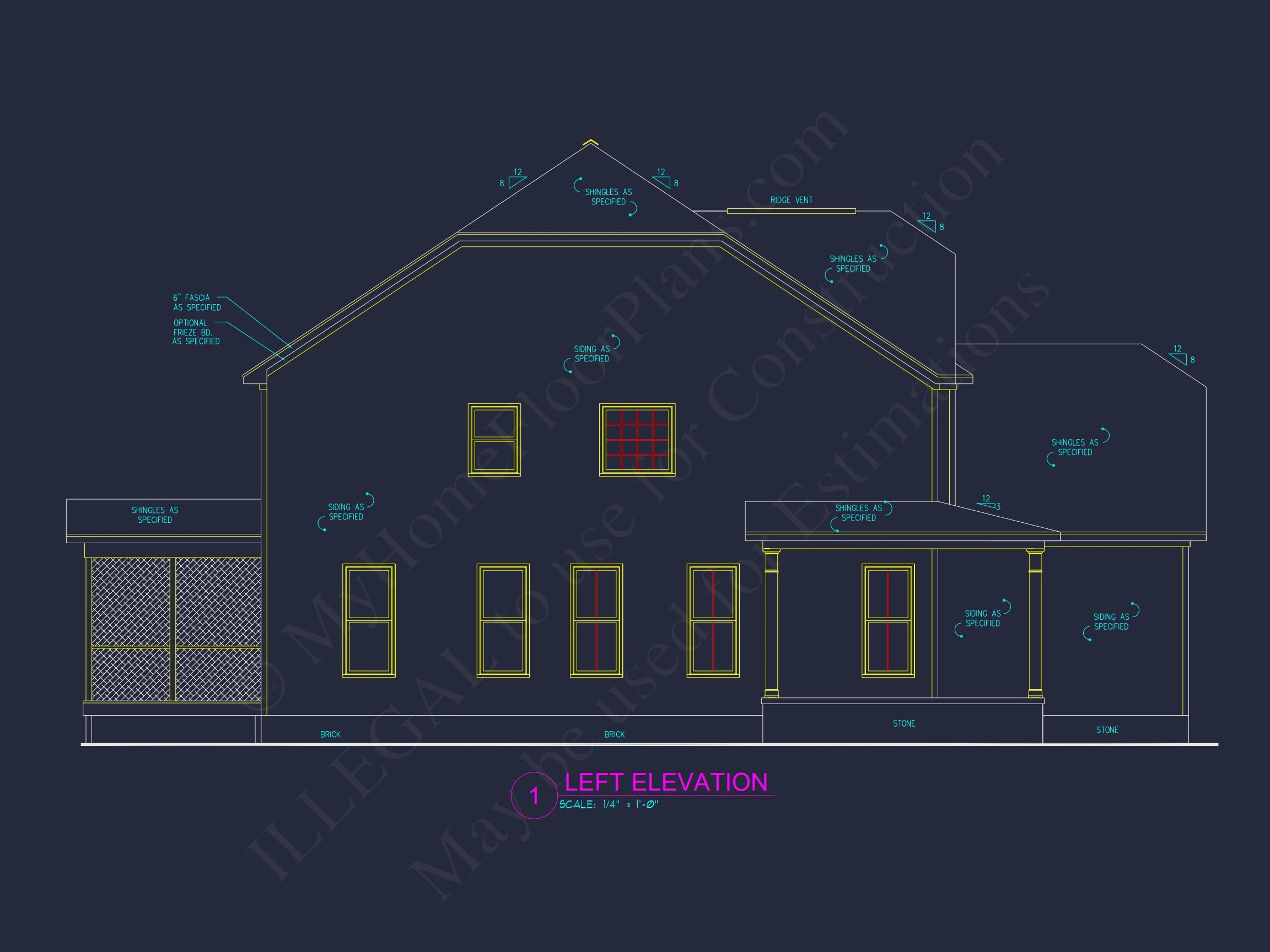 Modern Craftsman house Floor Plan: Detailed CAD & Blueprint Designs