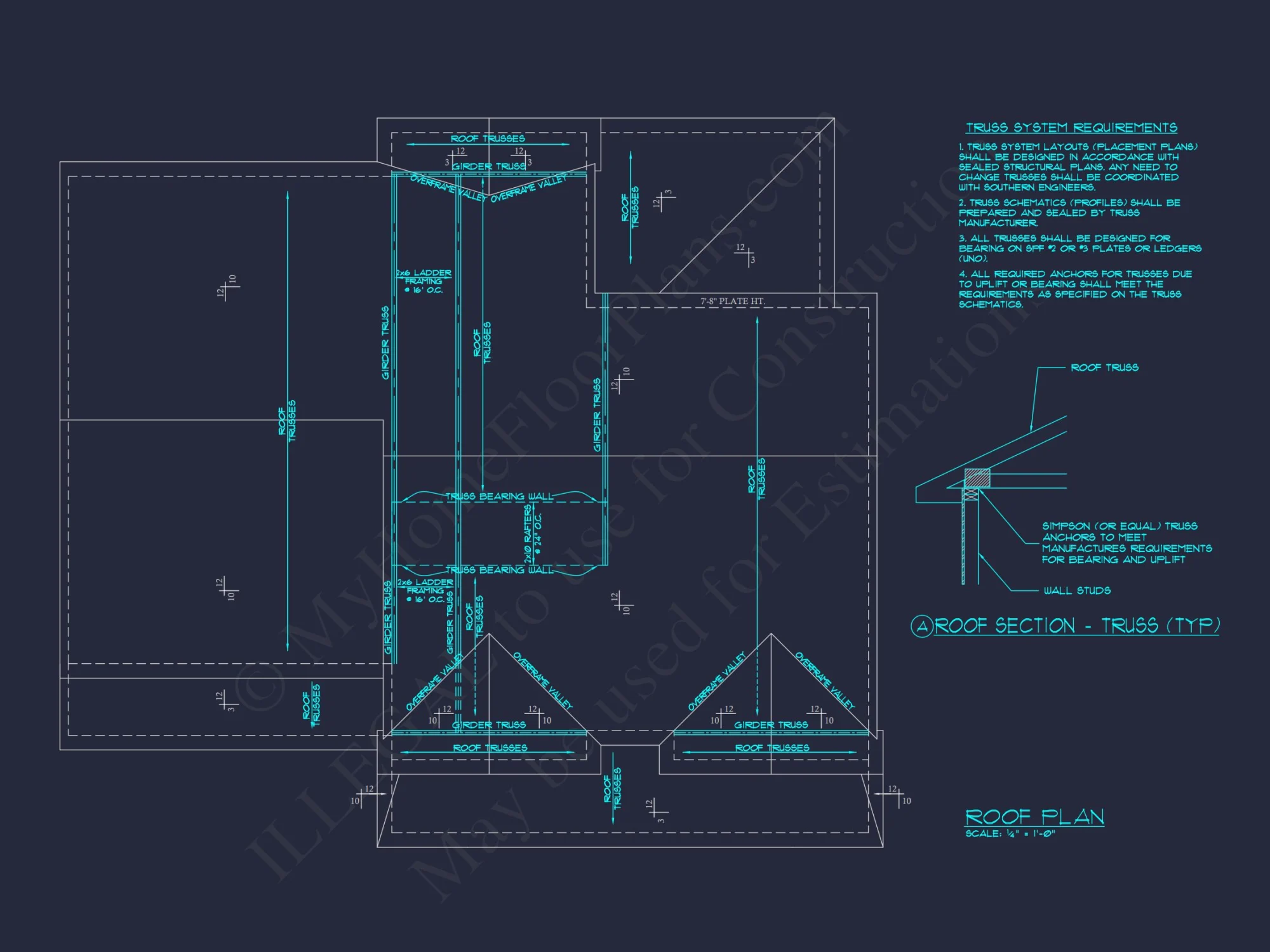Traditional 4 Bedroom house Plan with 2 Car Garage