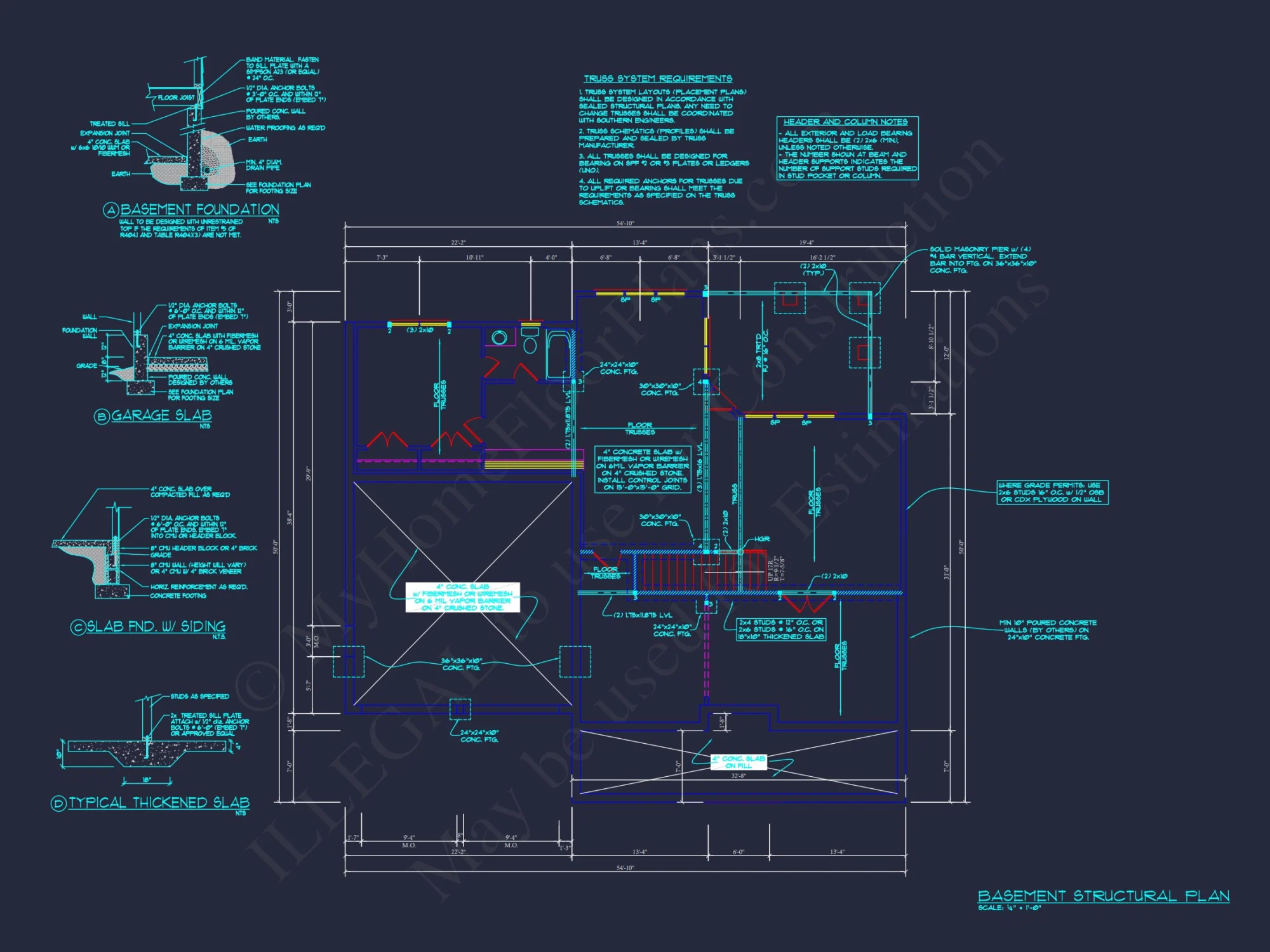 Traditional 4 Bedroom house Plan with 2 Car Garage