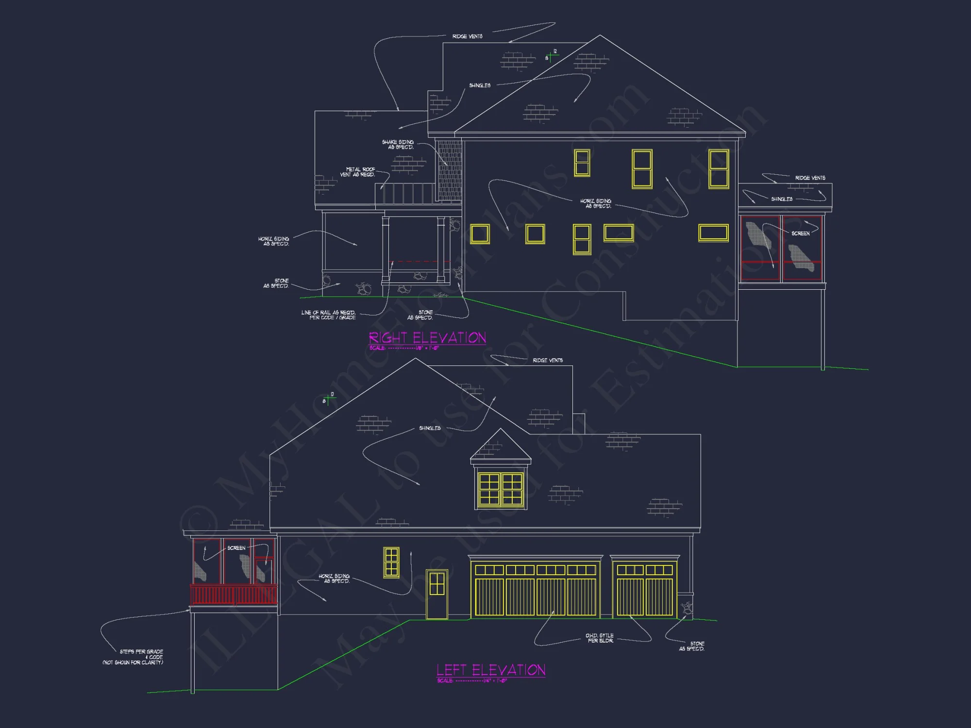 Elegant house Plan with Detailed Blueprints and 2-Story Design
