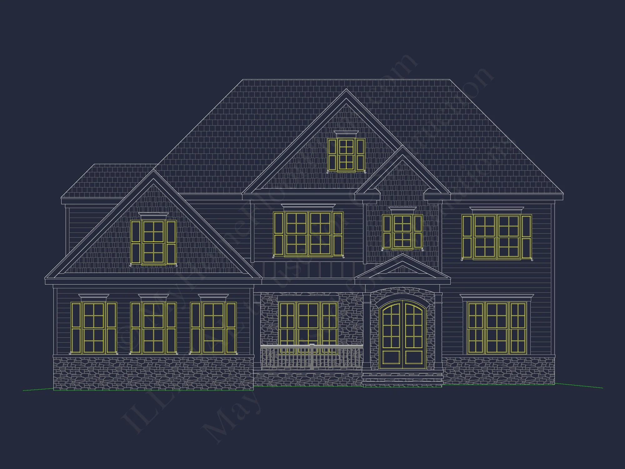 Elegant house Plan with Detailed Blueprints and 2-Story Design