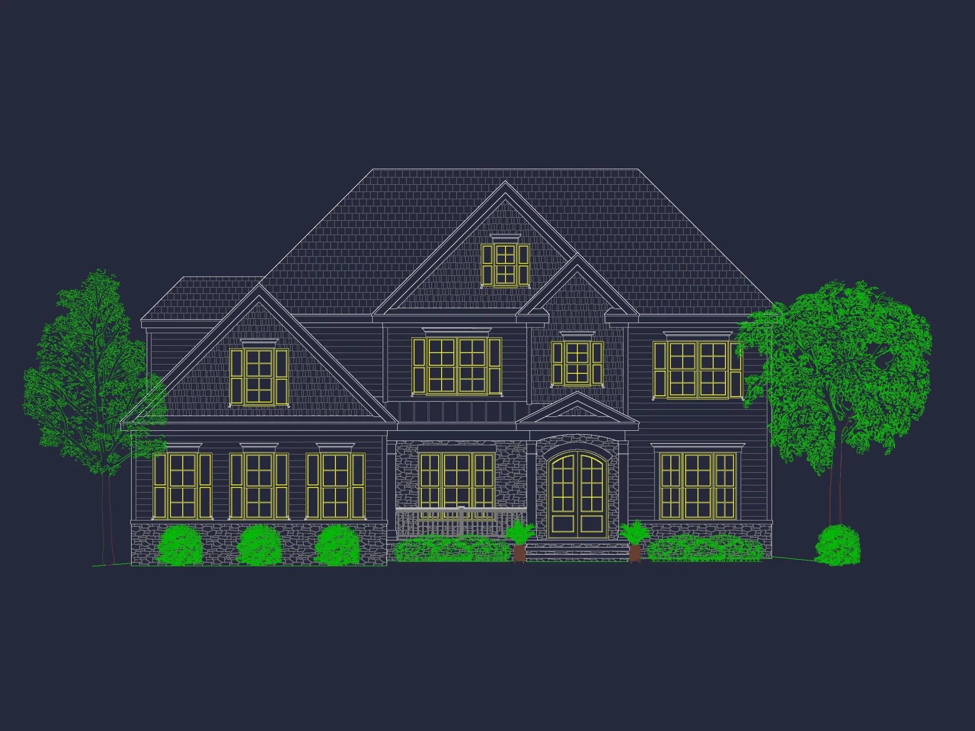 Elegant house Plan with Detailed Blueprints and 2-Story Design