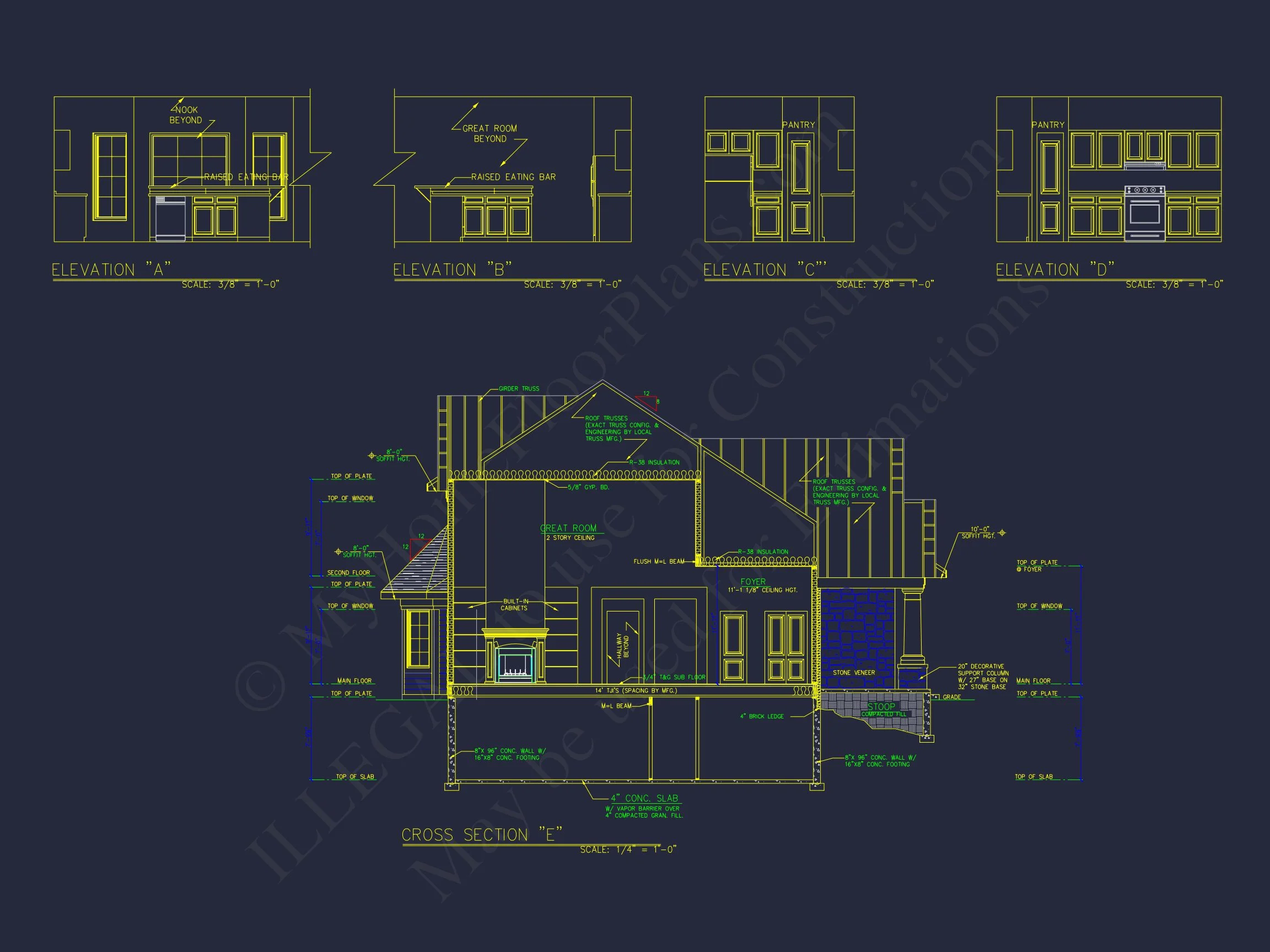 10-1525 HOUSE PLAN - Elegant House Plan with 2-Story Design and Detailed CAD Blueprint 18 Elegant house Plan with 2-Story Design and Detailed CAD Blueprint