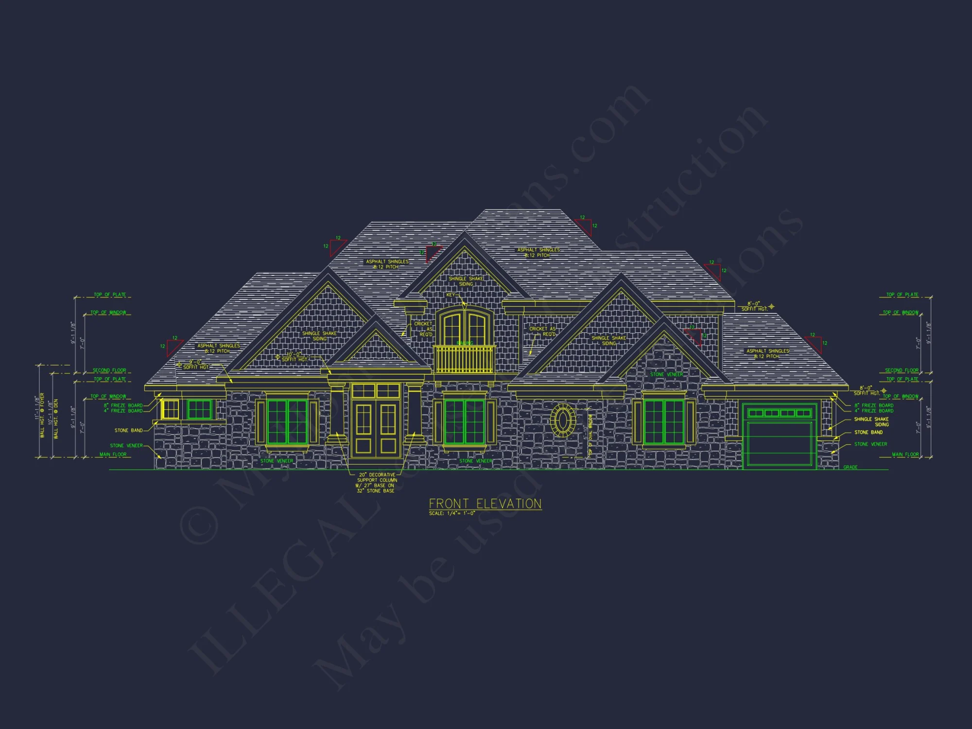 Elegant house Plan with 2-Story Design and Detailed CAD Blueprint