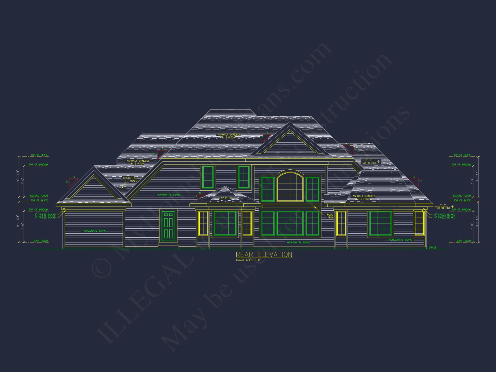 Elegant house Plan with 2-Story Design and Detailed CAD Blueprint