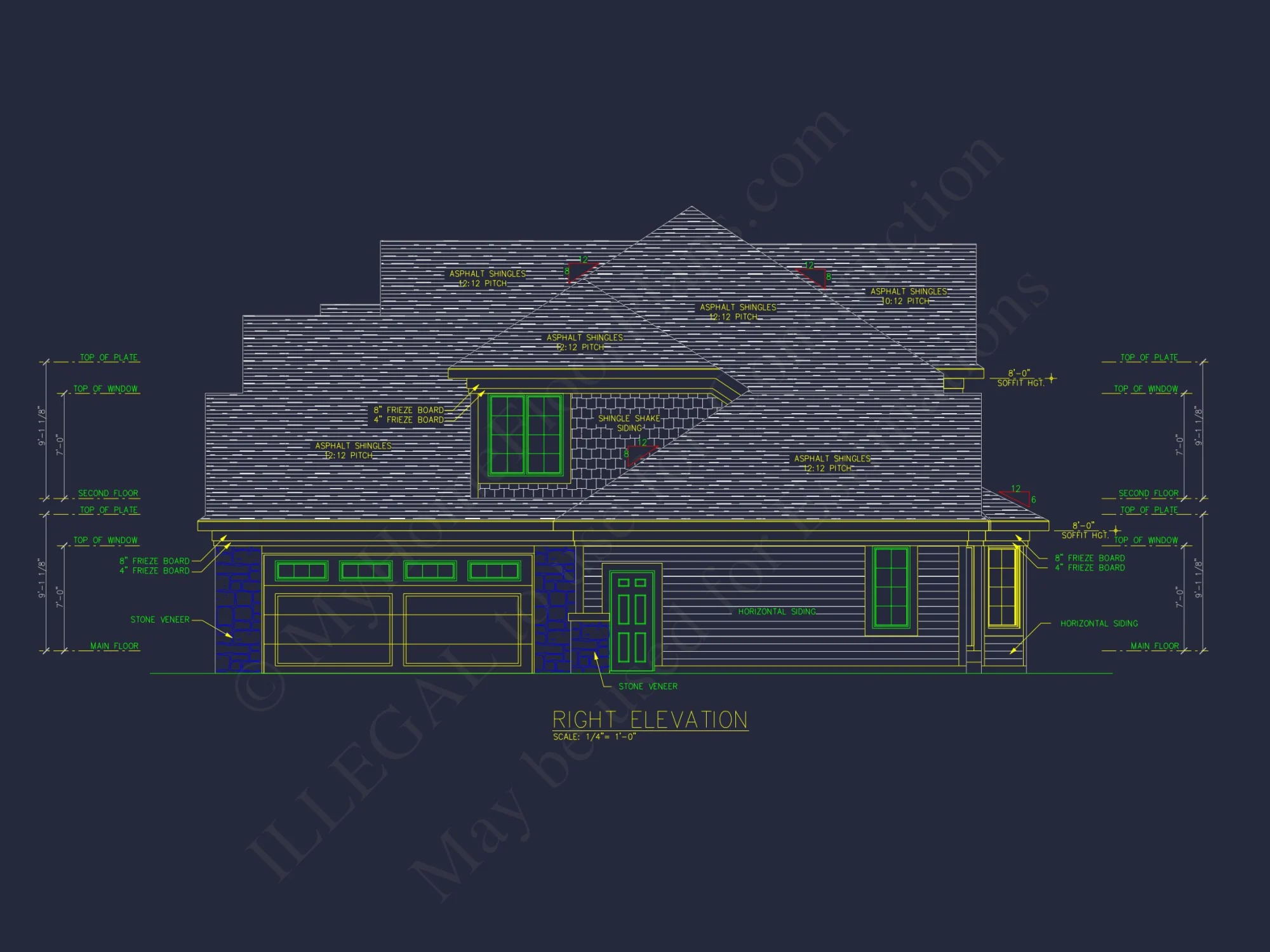 Elegant house Plan with 2-Story Design and Detailed CAD Blueprint