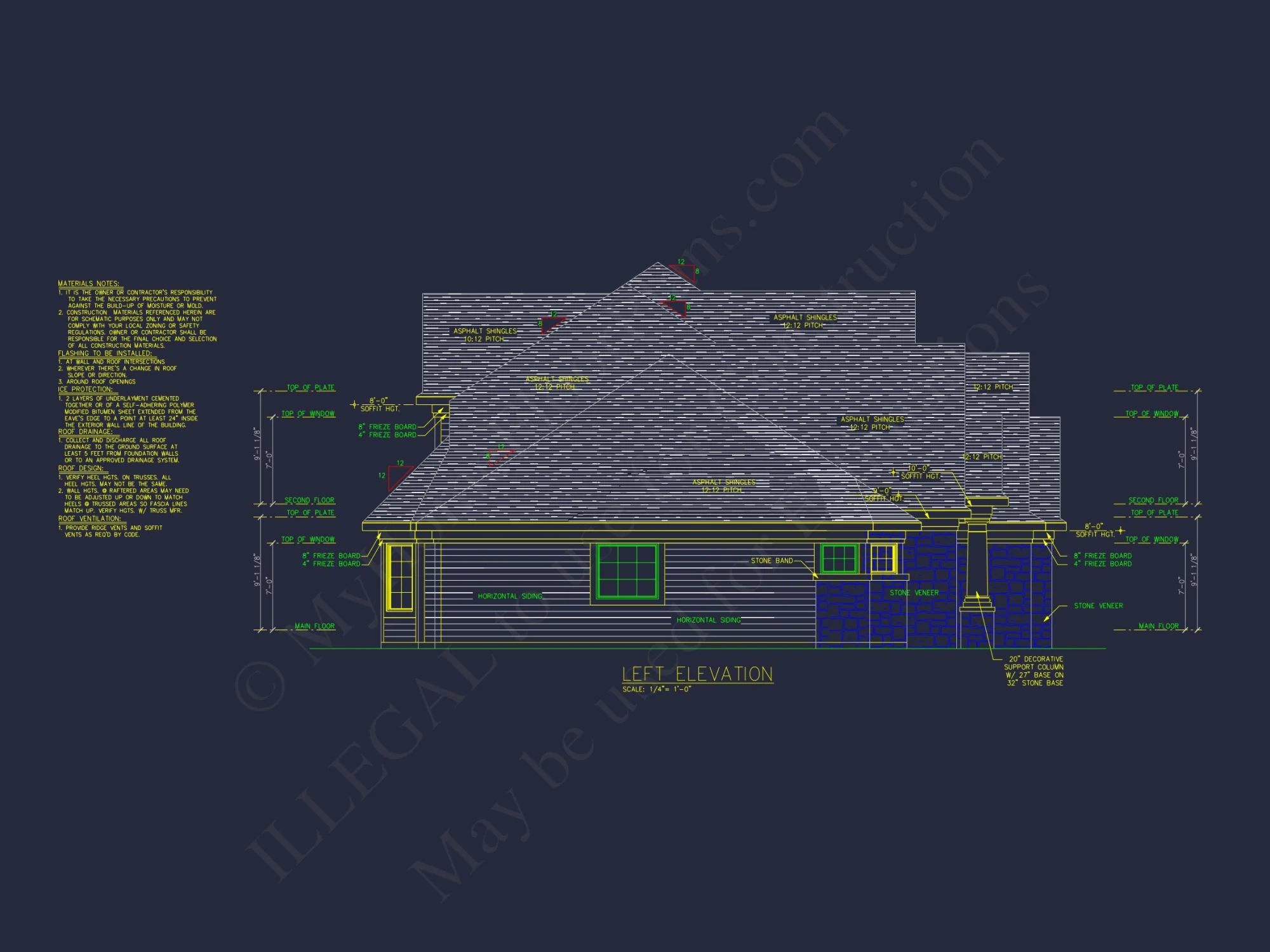 Elegant house Plan with 2-Story Design and Detailed CAD Blueprint