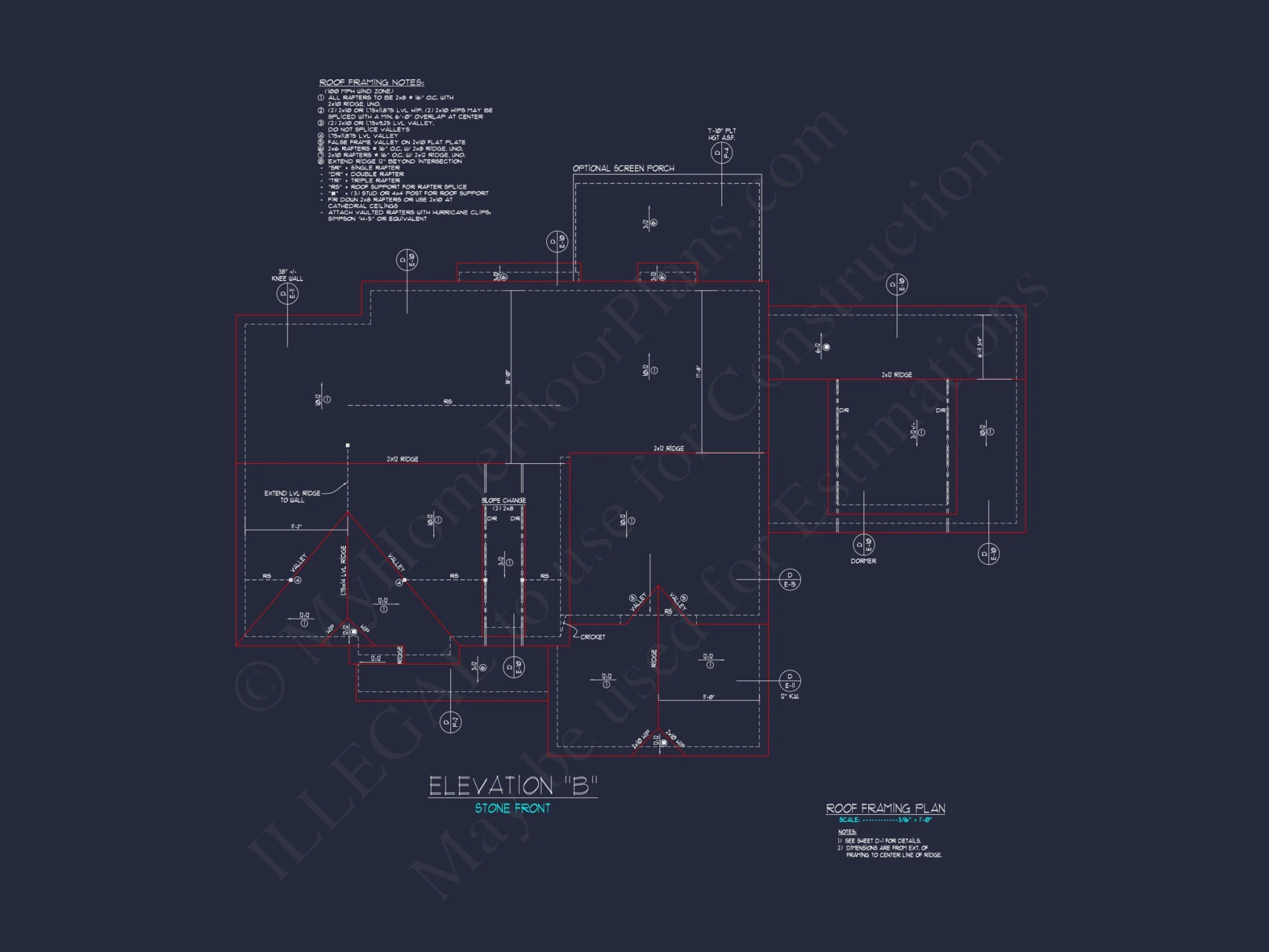 Colonial Revival house Floor Plan with CAD Architecture Design
