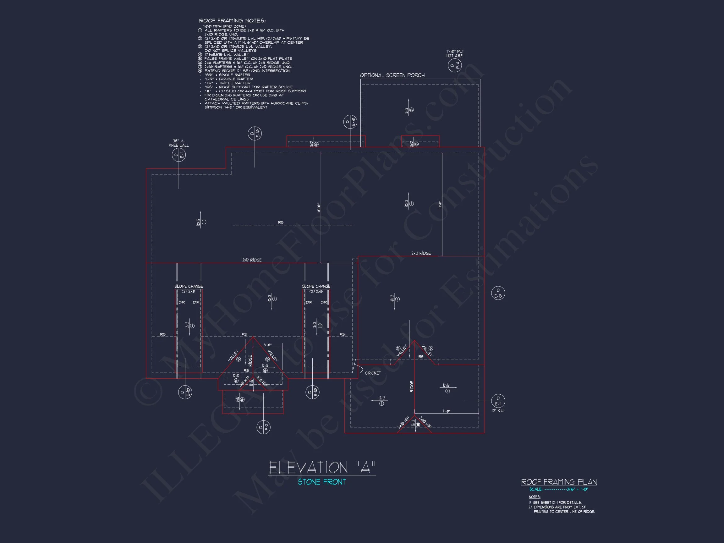 Colonial Revival house Floor Plan with CAD Architecture Design