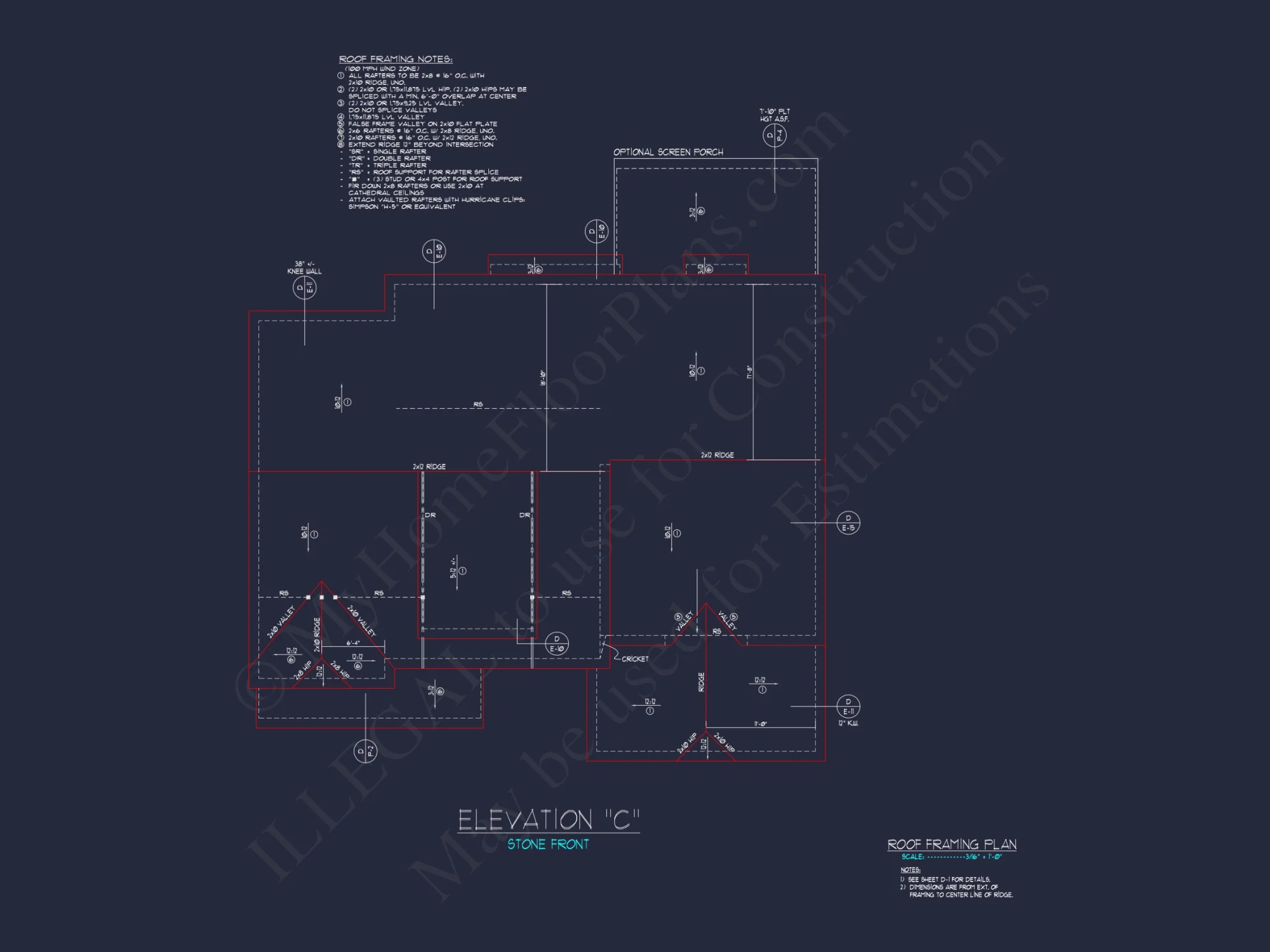 Colonial Revival house Floor Plan with CAD Architecture Design