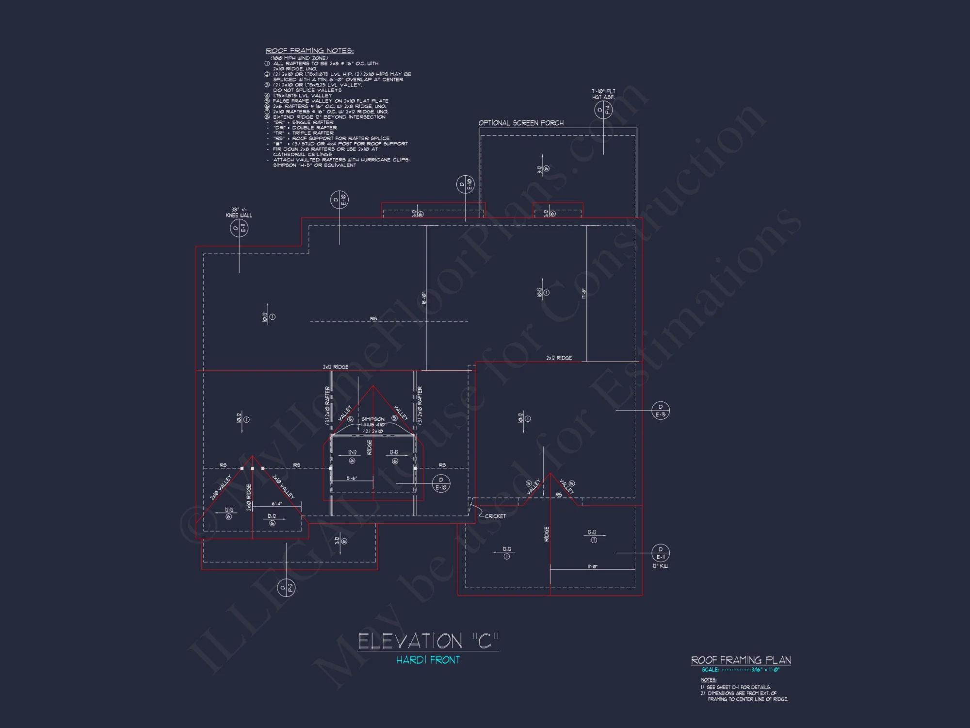 Colonial Revival house Floor Plan with CAD Architecture Design