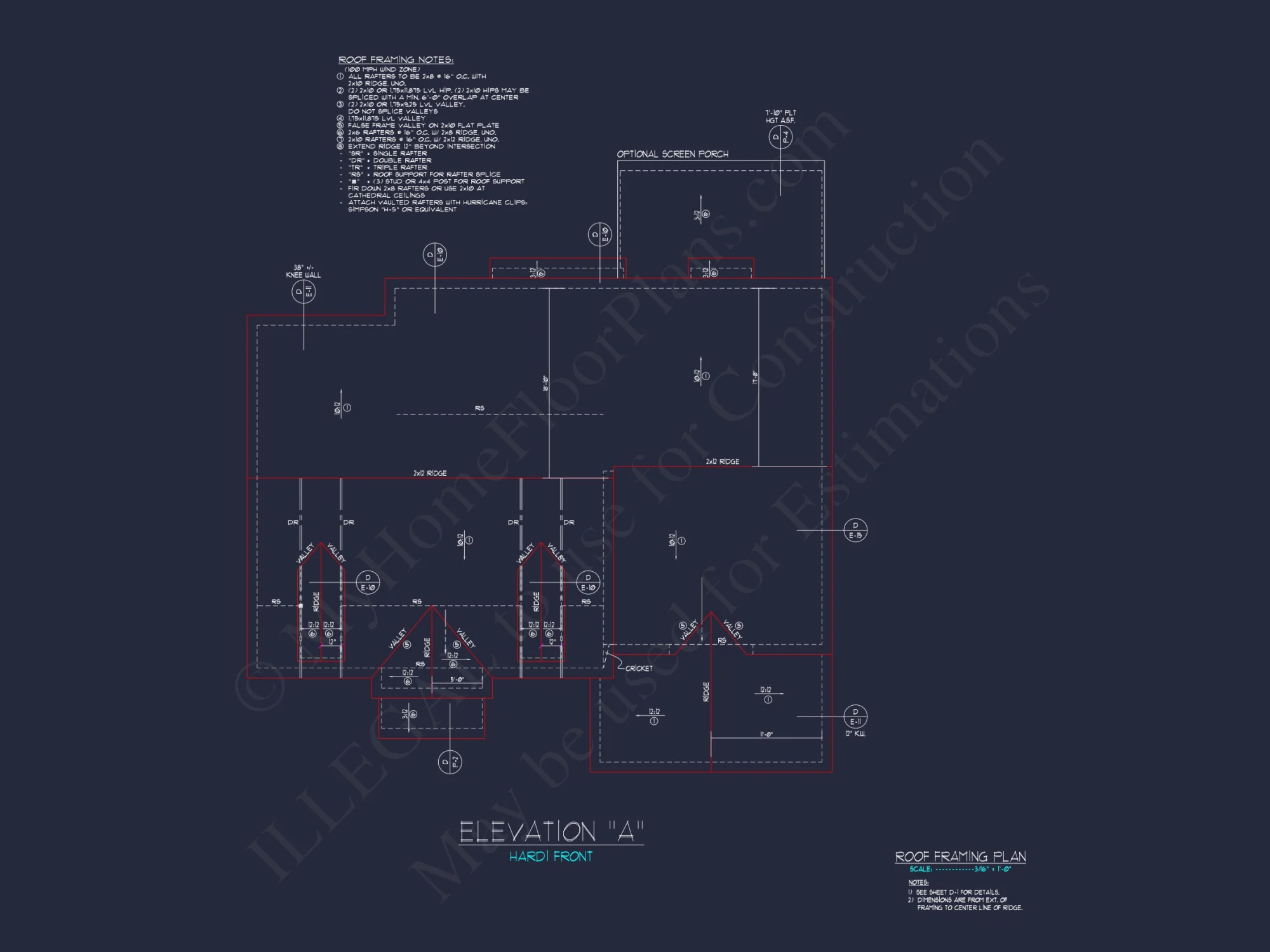 Colonial Revival house Floor Plan with CAD Architecture Design