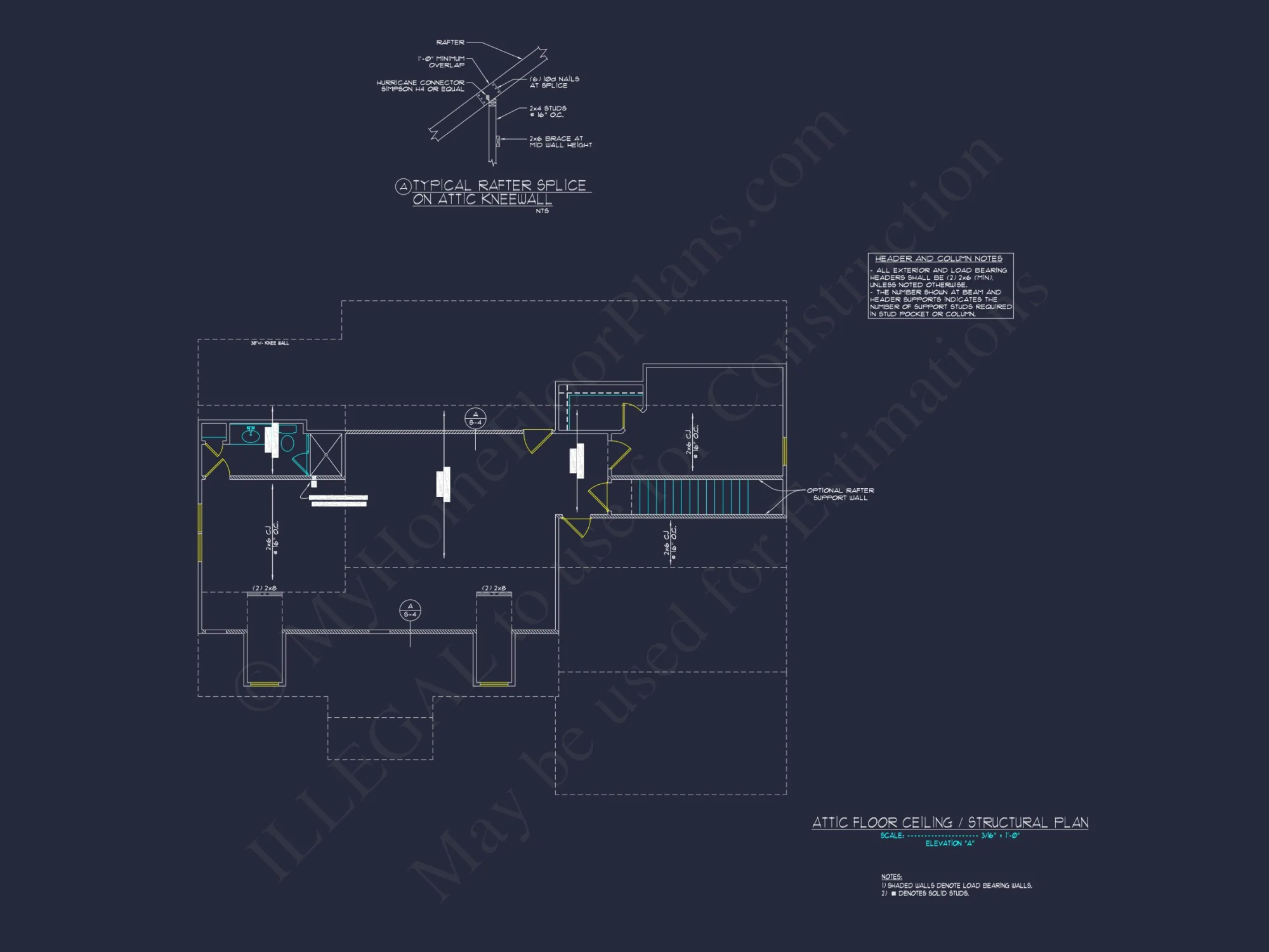 Colonial Revival house Floor Plan with CAD Architecture Design