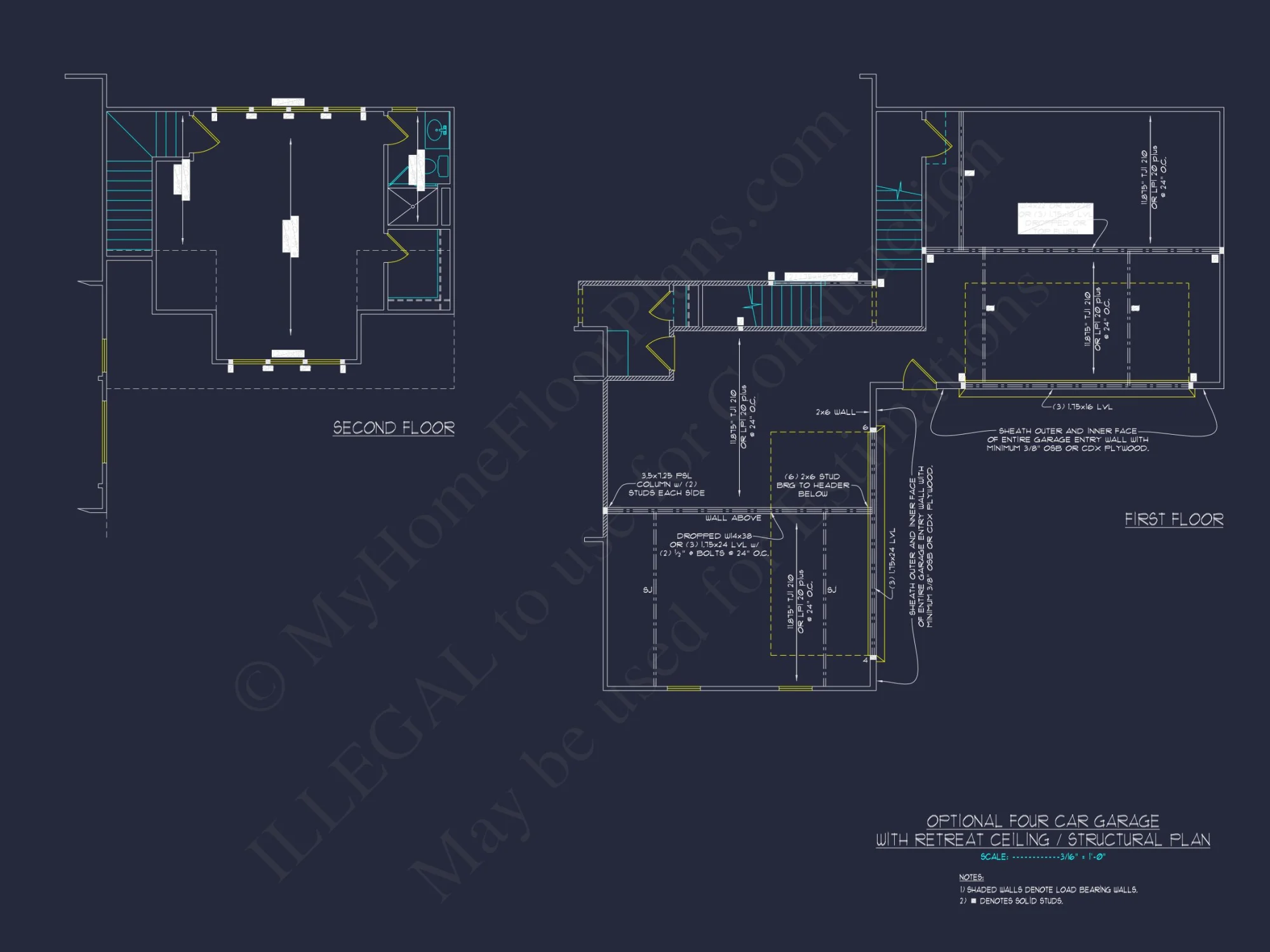 Colonial Revival house Floor Plan with CAD Architecture Design