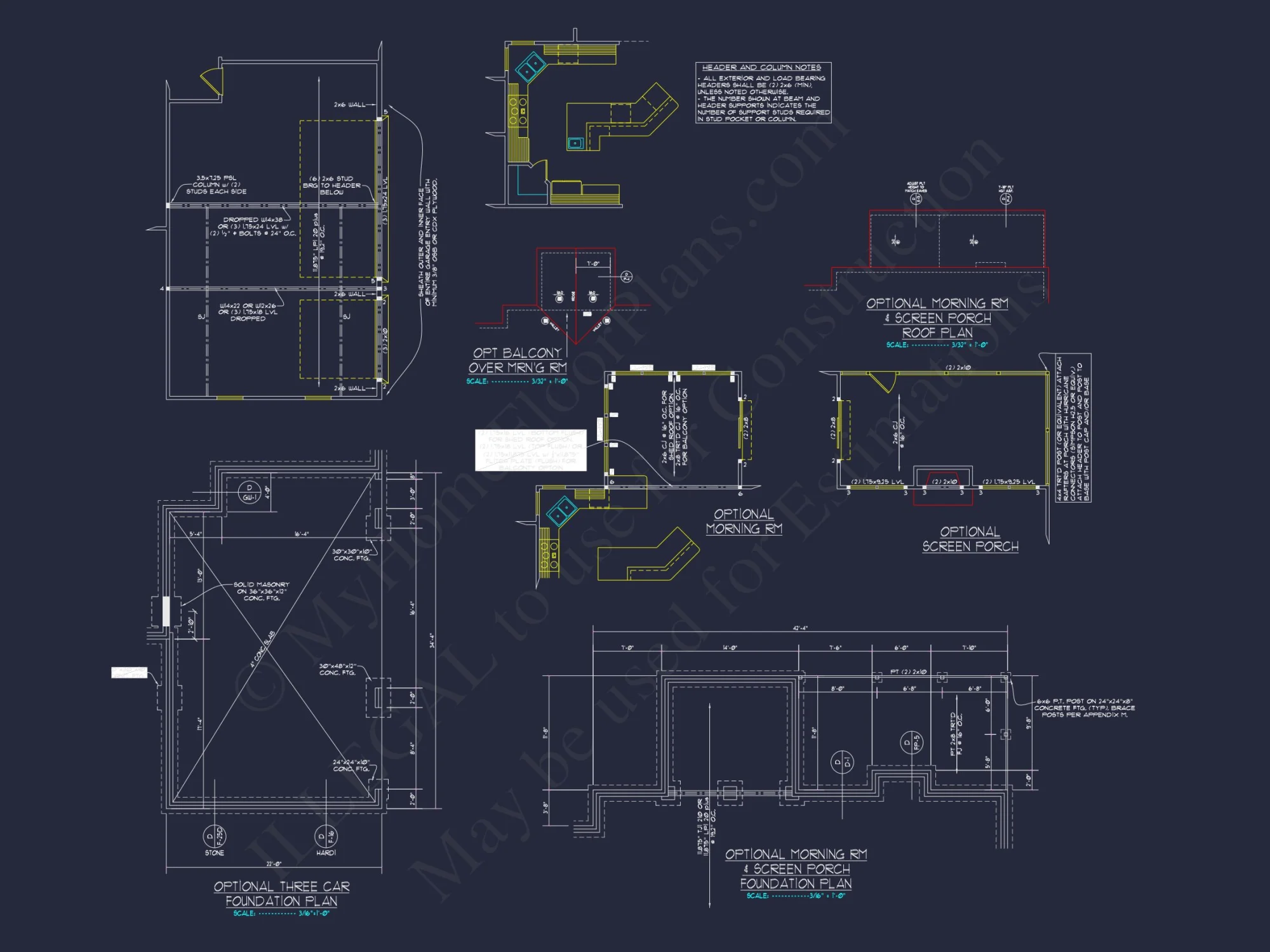 Colonial Revival house Floor Plan with CAD Architecture Design