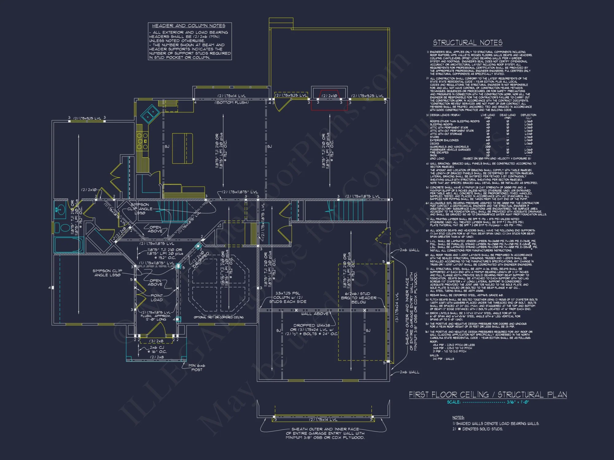 Colonial Revival house Floor Plan with CAD Architecture Design