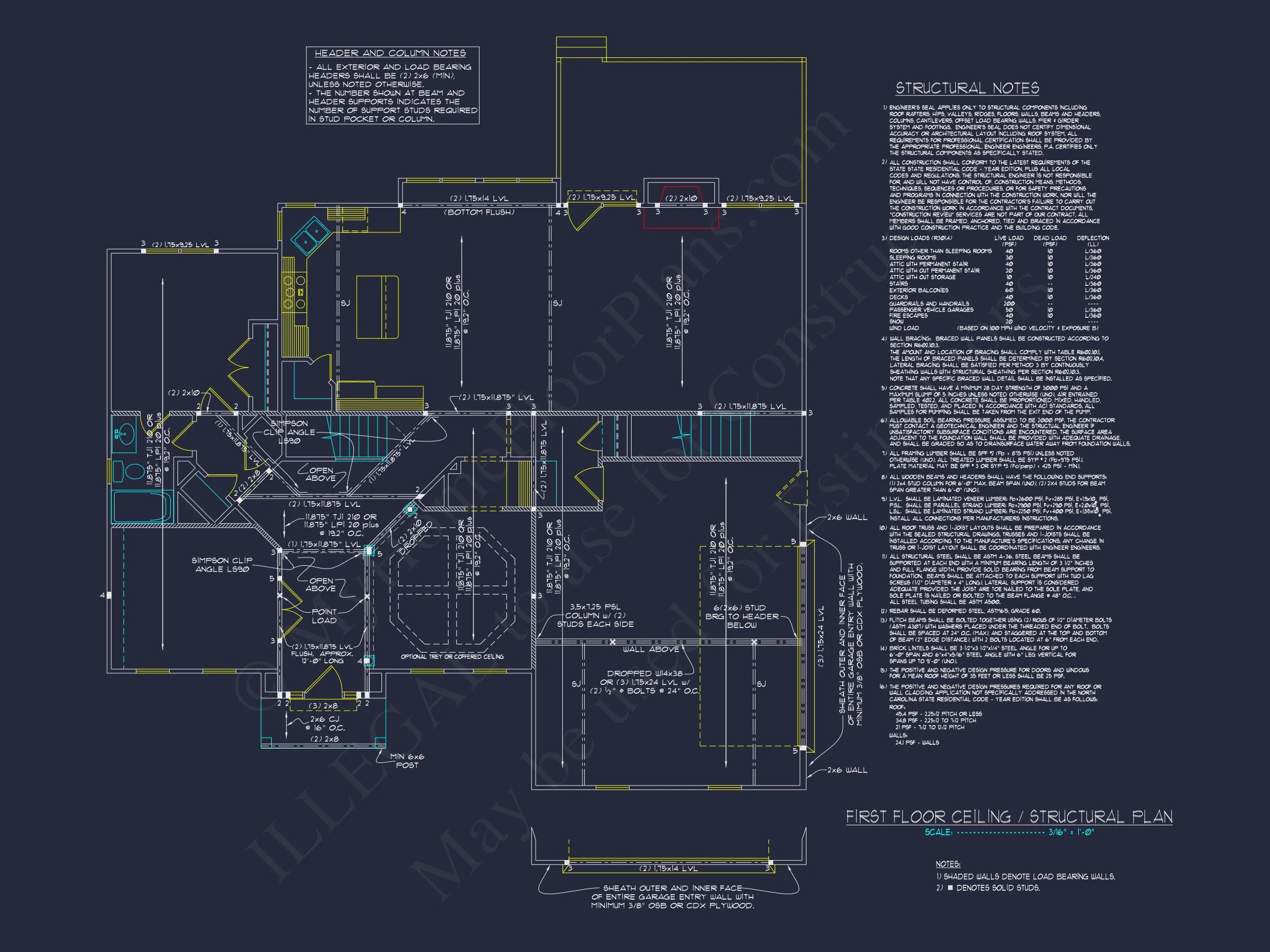 Colonial Revival house Floor Plan with CAD Architecture Design