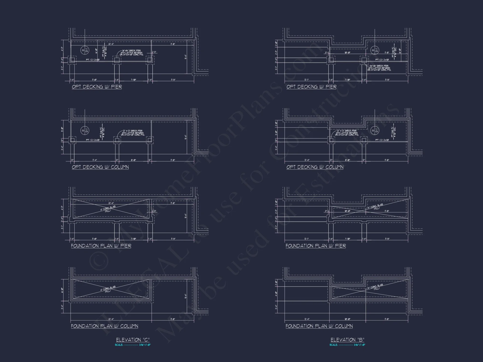 Colonial Revival house Floor Plan with CAD Architecture Design