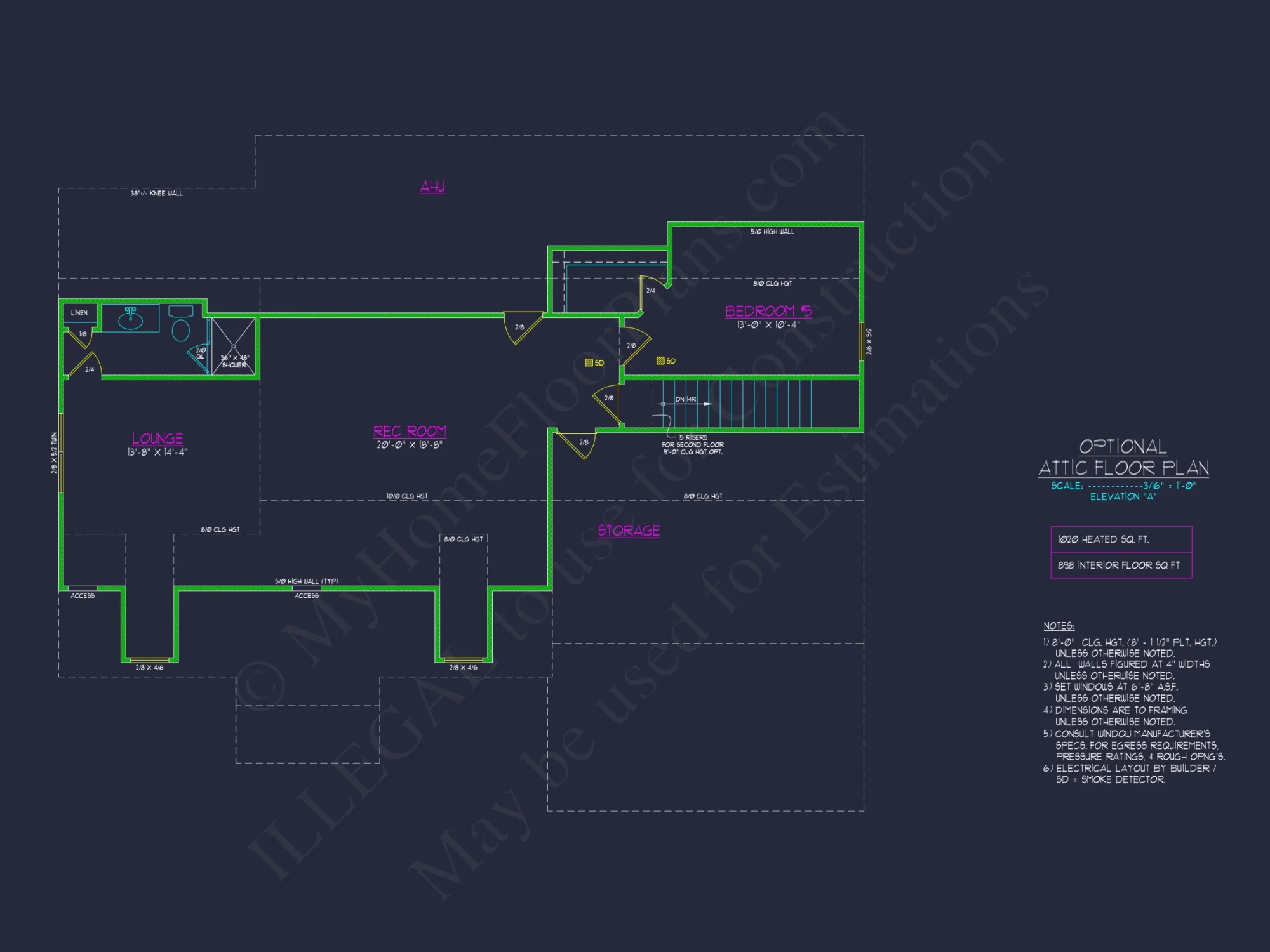 Colonial Revival house Floor Plan with CAD Architecture Design