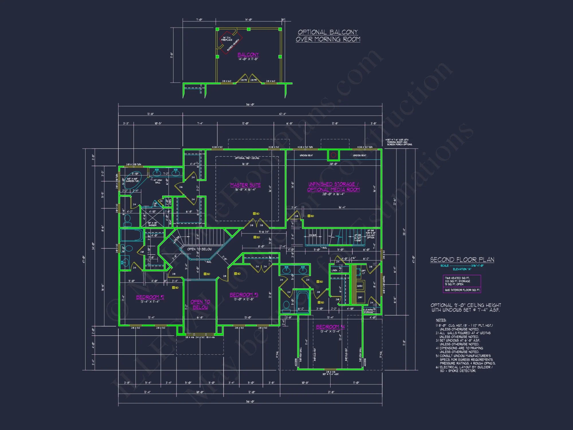 Colonial Revival house Floor Plan with CAD Architecture Design