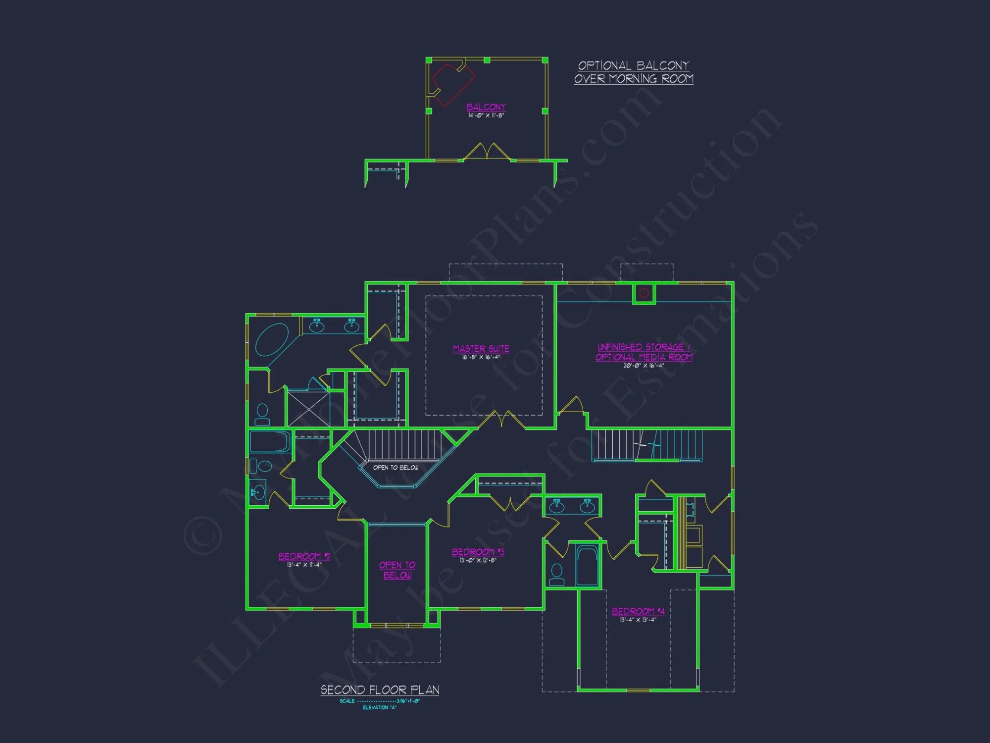 Colonial Revival house Floor Plan with CAD Architecture Design