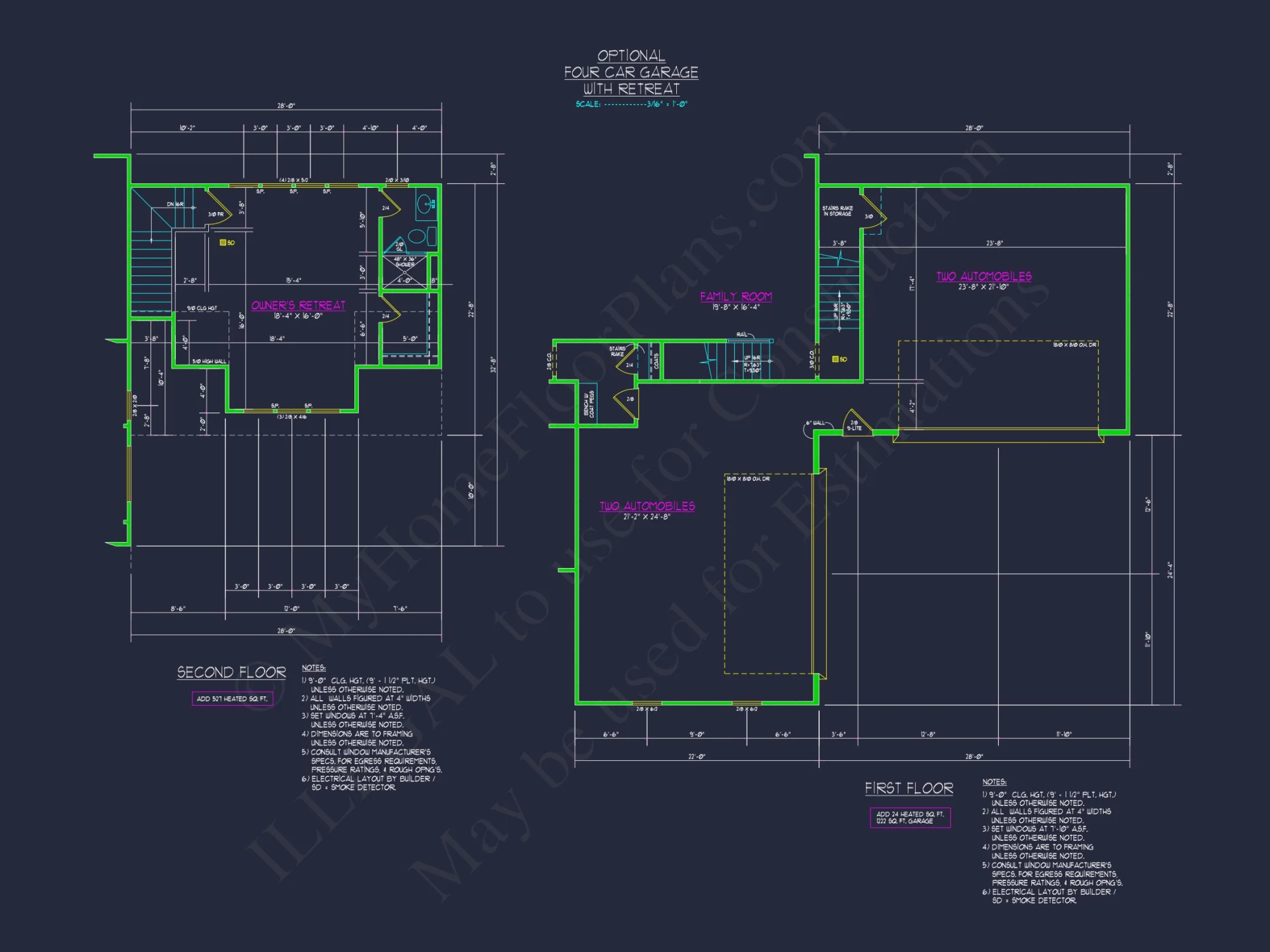 Colonial Revival house Floor Plan with CAD Architecture Design