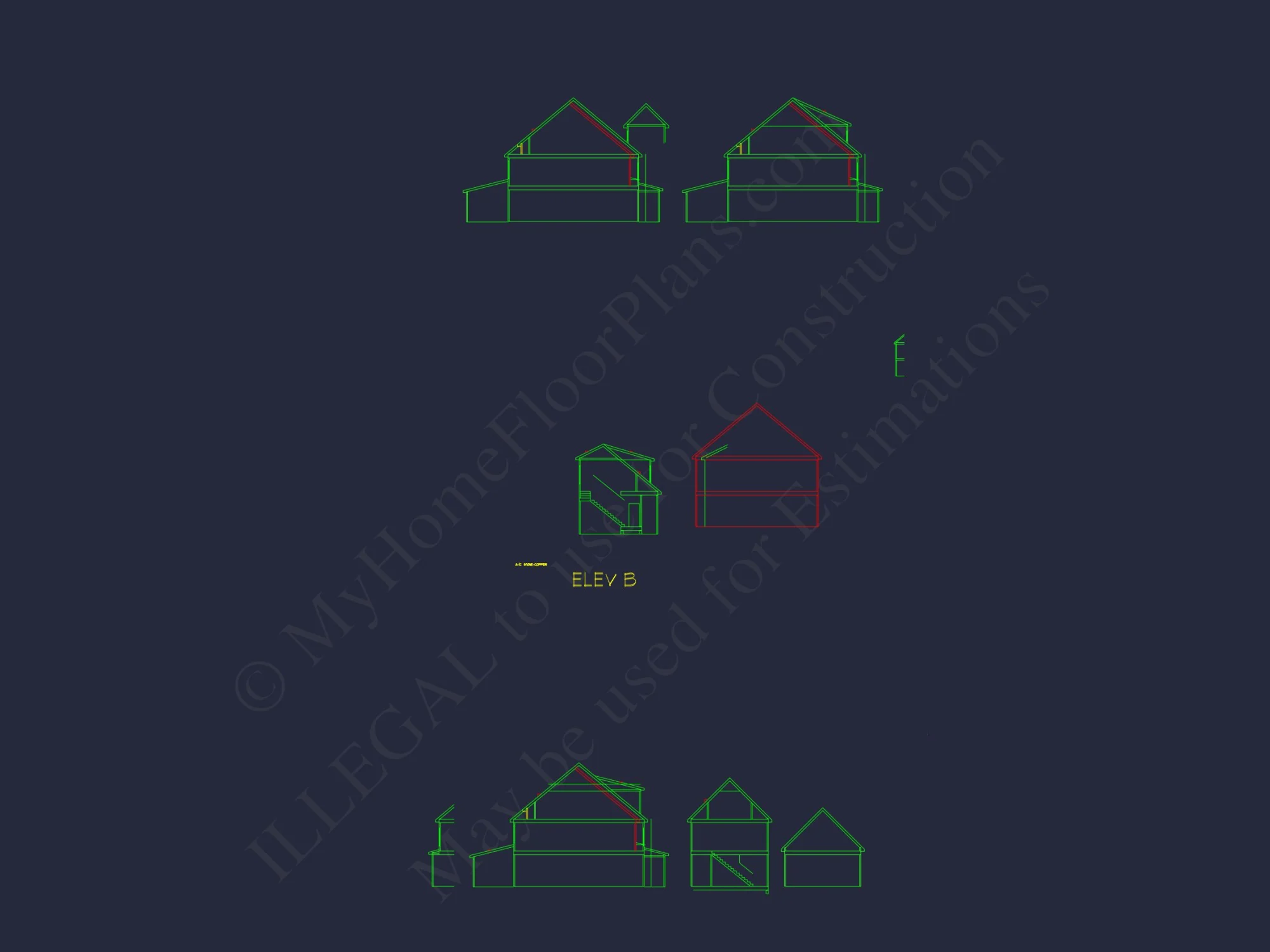 Colonial Revival house Floor Plan with CAD Architecture Design