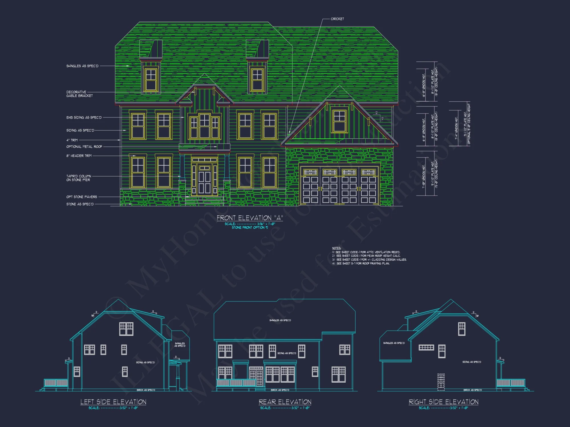Colonial Revival house Floor Plan with CAD Architecture Design