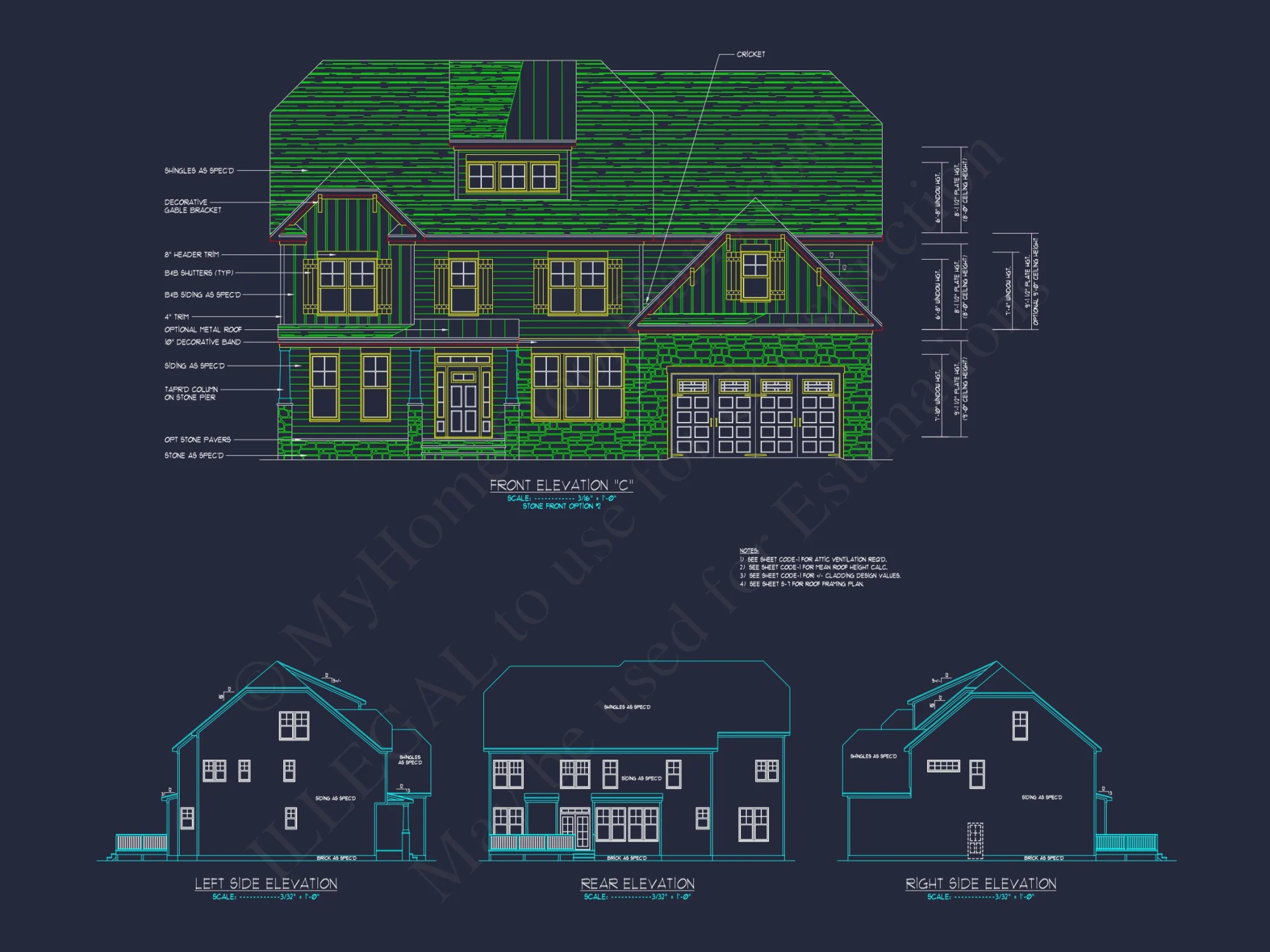 Colonial Revival house Floor Plan with CAD Architecture Design