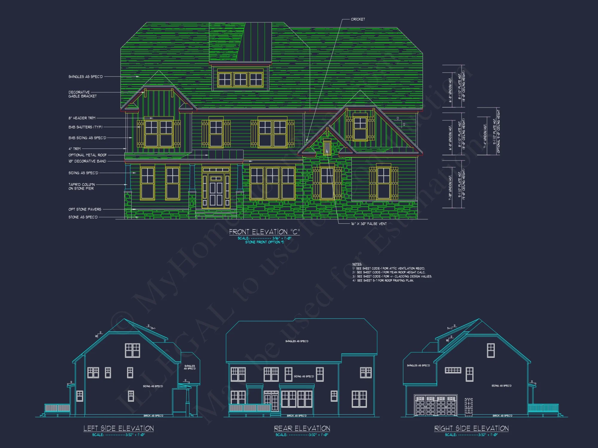 Colonial Revival house Floor Plan with CAD Architecture Design