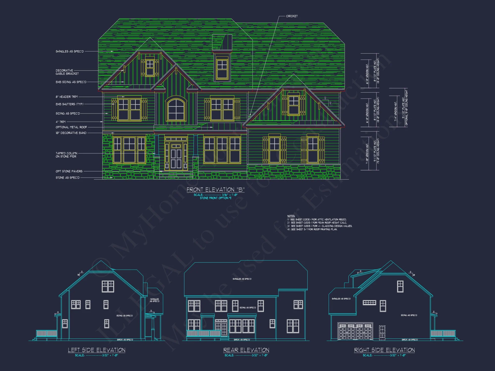 Colonial Revival house Floor Plan with CAD Architecture Design