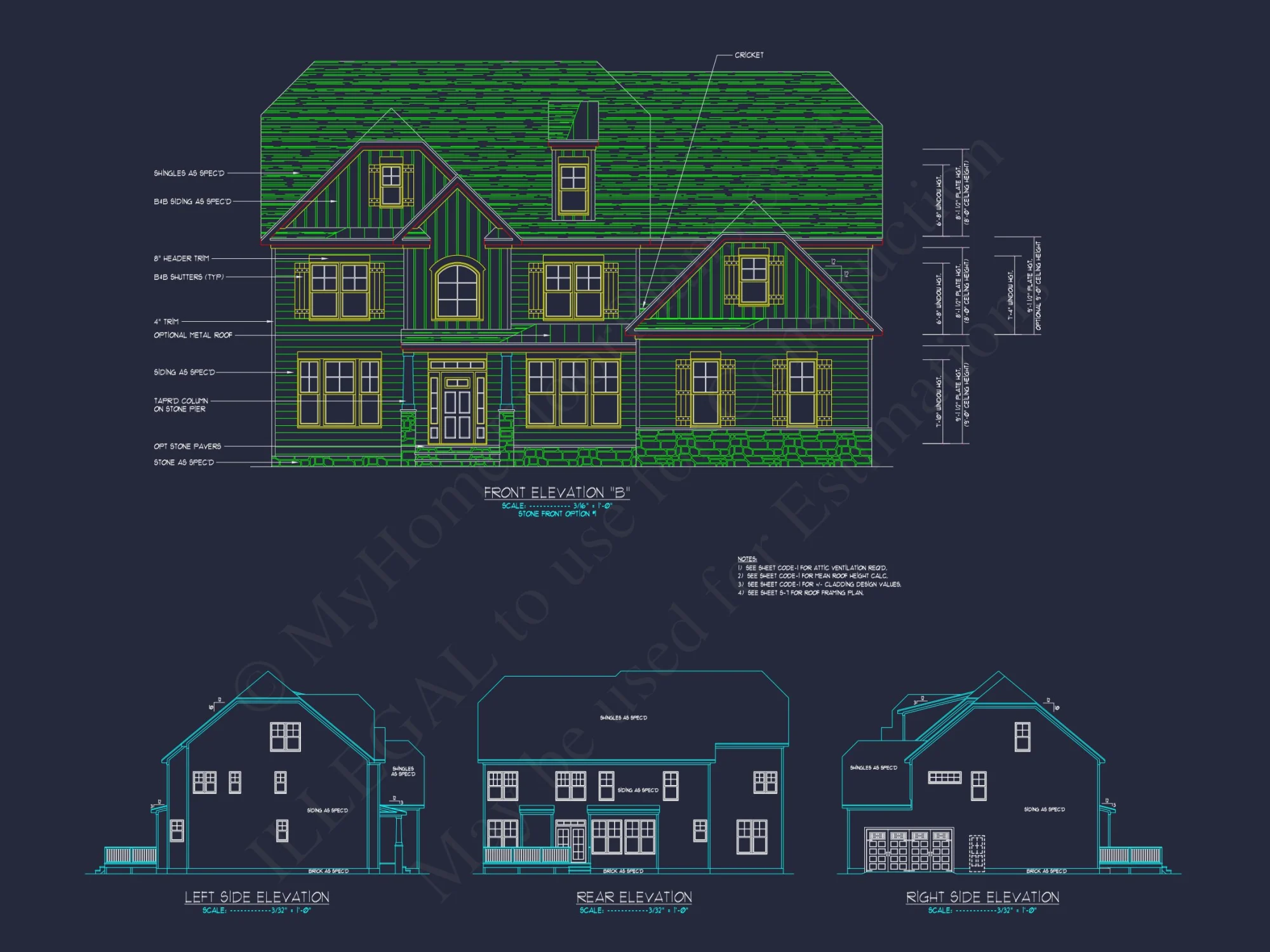 Colonial Revival house Floor Plan with CAD Architecture Design
